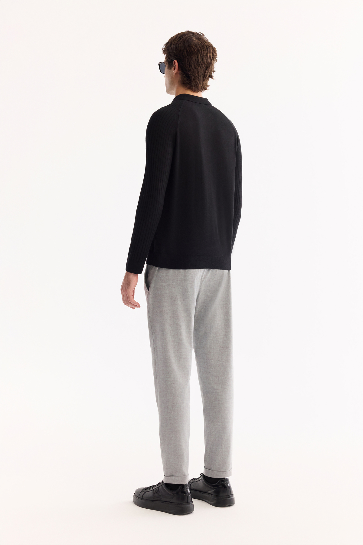 Erkek Siyah Polo Yaka Düğmeli Soft Touch Dokulu Triko Regular Fit Kazak A52Y5030 — مشکی — تصویر 4 از 6