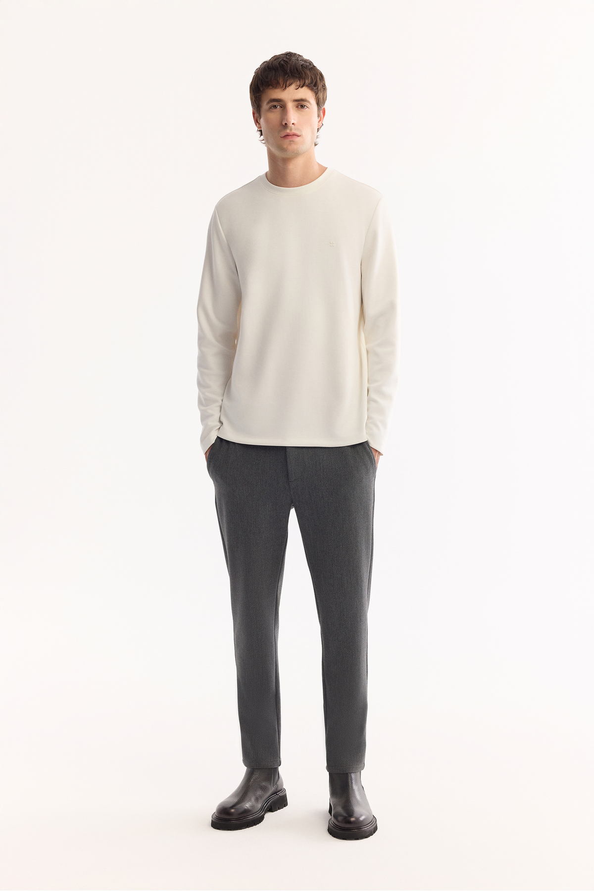 Erkek Antrasit Yanı Lastikli Viskon Karışımlı Slim Fit Pantolon A52Y3016 — خاکستری