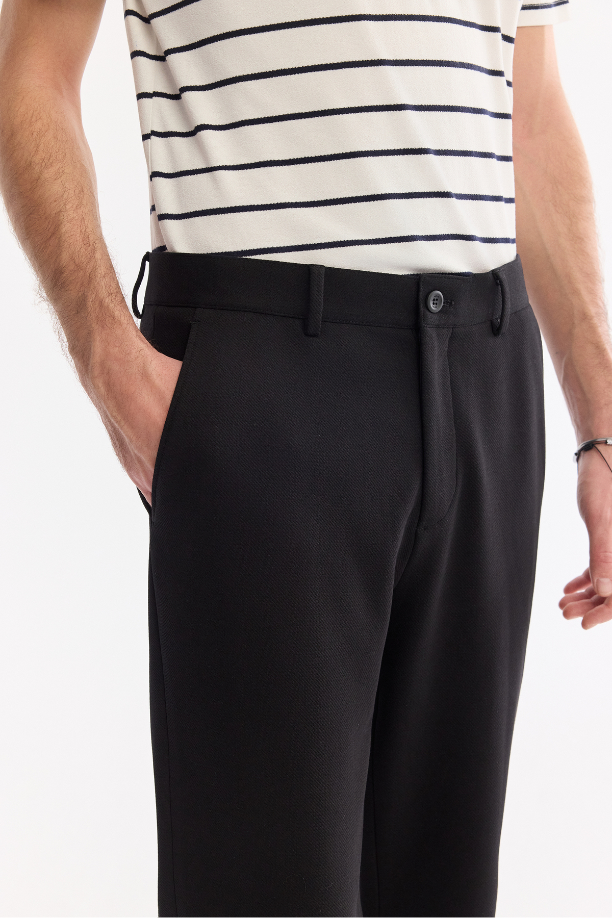 Erkek Siyah Klasik Bel Pamuklu Elastan Relaxed Fit Chino Pantolon A61Y3013 — مشکی — تصویر 5 از 8