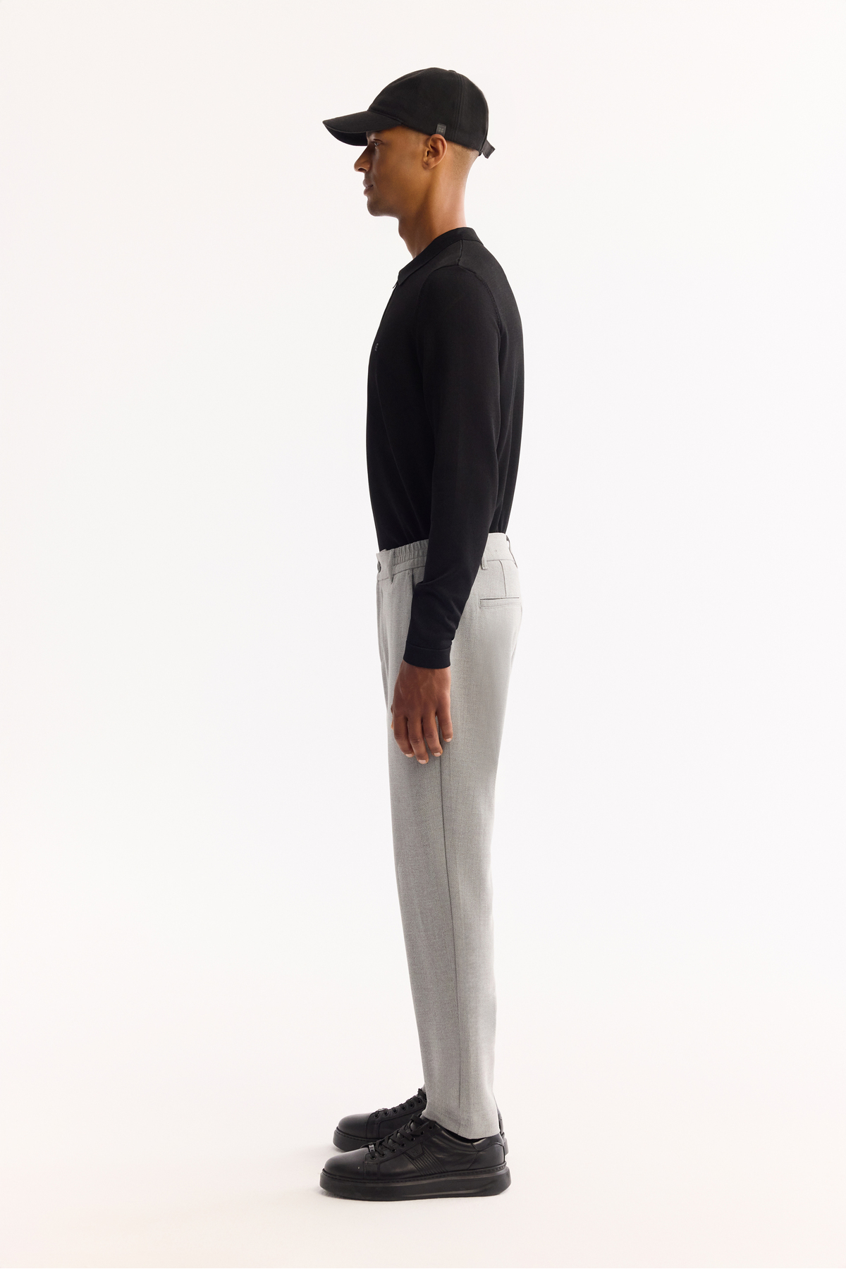 Erkek Açık Gri Yanı Lastikli Kolay Ütülenen Slim Fit Pantolon A52Y3040 — خاکستری — تصویر 3 از 8