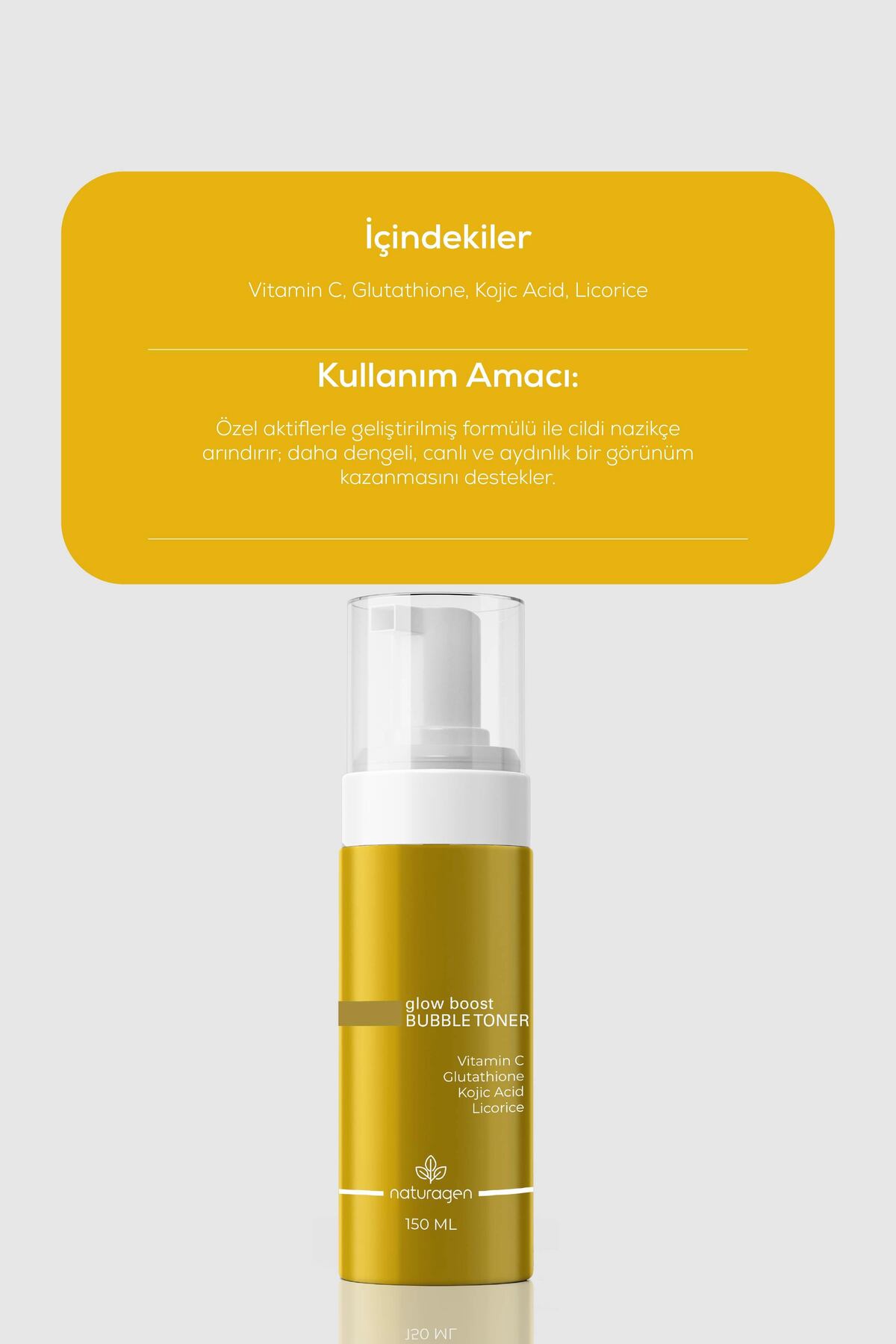 Glow Boost Bubble Toner 150ml | Aydınlatıcı Cilt Tonu Eşitleyici | Kojic Acid, Licorice, Glutathione — KZMNTG0095 — تصویر 5 از 7
