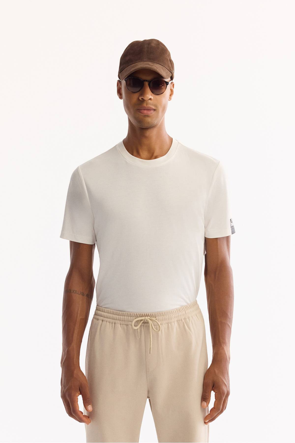 Erkek Bej Beli Lastikli Bağcıklı Duble Paça Jogger Relaxed Fit Pantolon E003000 — بژ — تصویر 6 از 6
