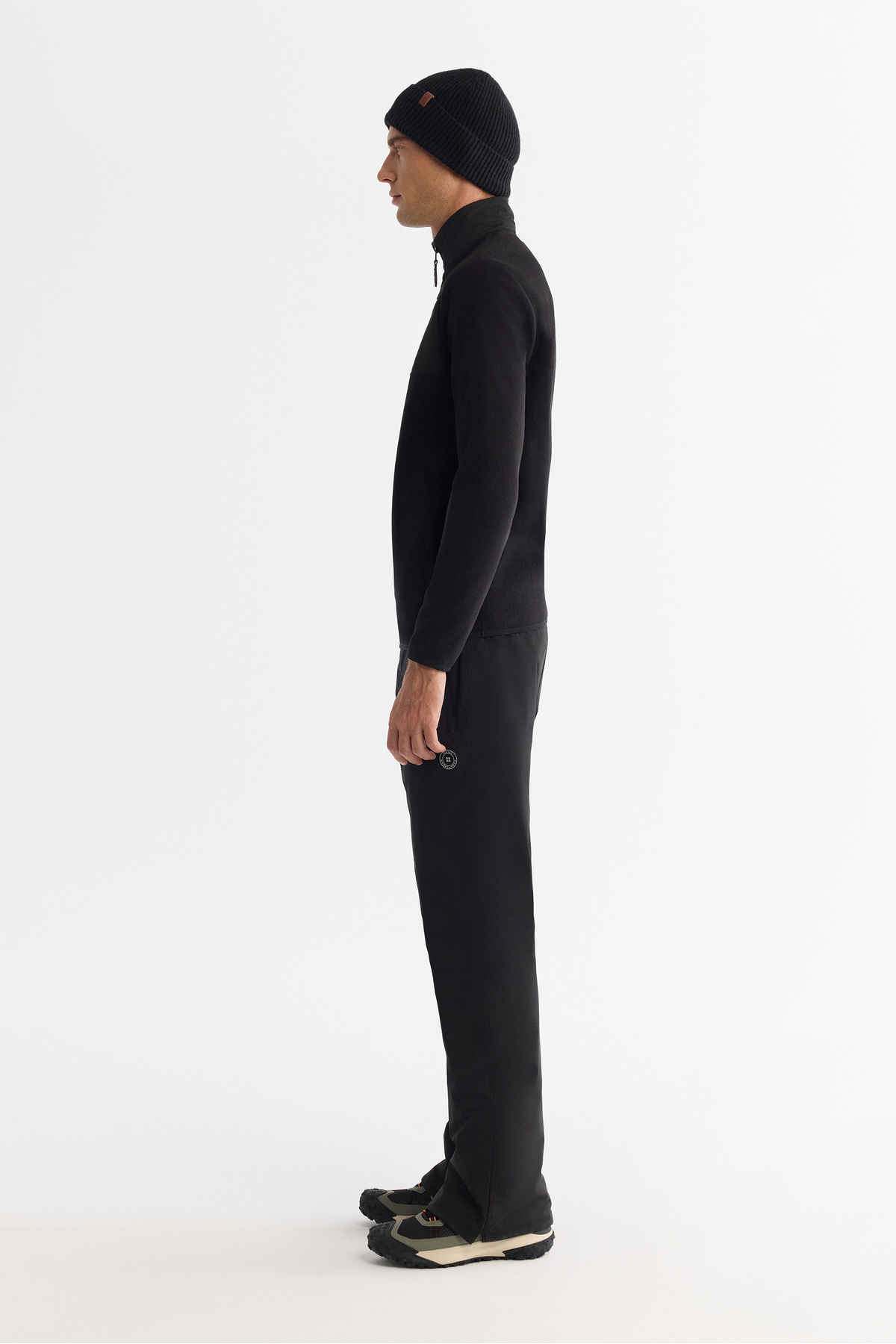 Erkek Siyah Soğuğa Dayanıklı Fermuarlı Dik Yaka Polar Regular Fit Sweatshirt A42Y1380 — مشکی — تصویر 3 از 5