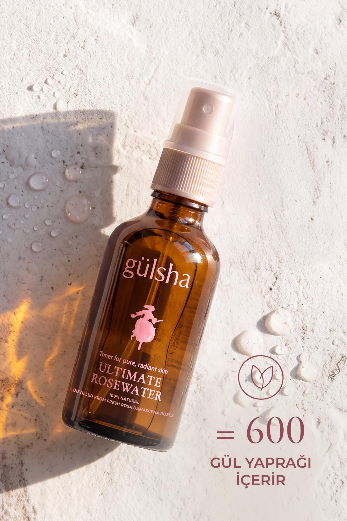 Nemlendirici Aydınlatıcı Gözenek Sıkılaştırmaya Yardımcı %100 Doğal Tam Gül Suyu Sprey 50 ml — 8680434310122 — تصویر 6 از 8