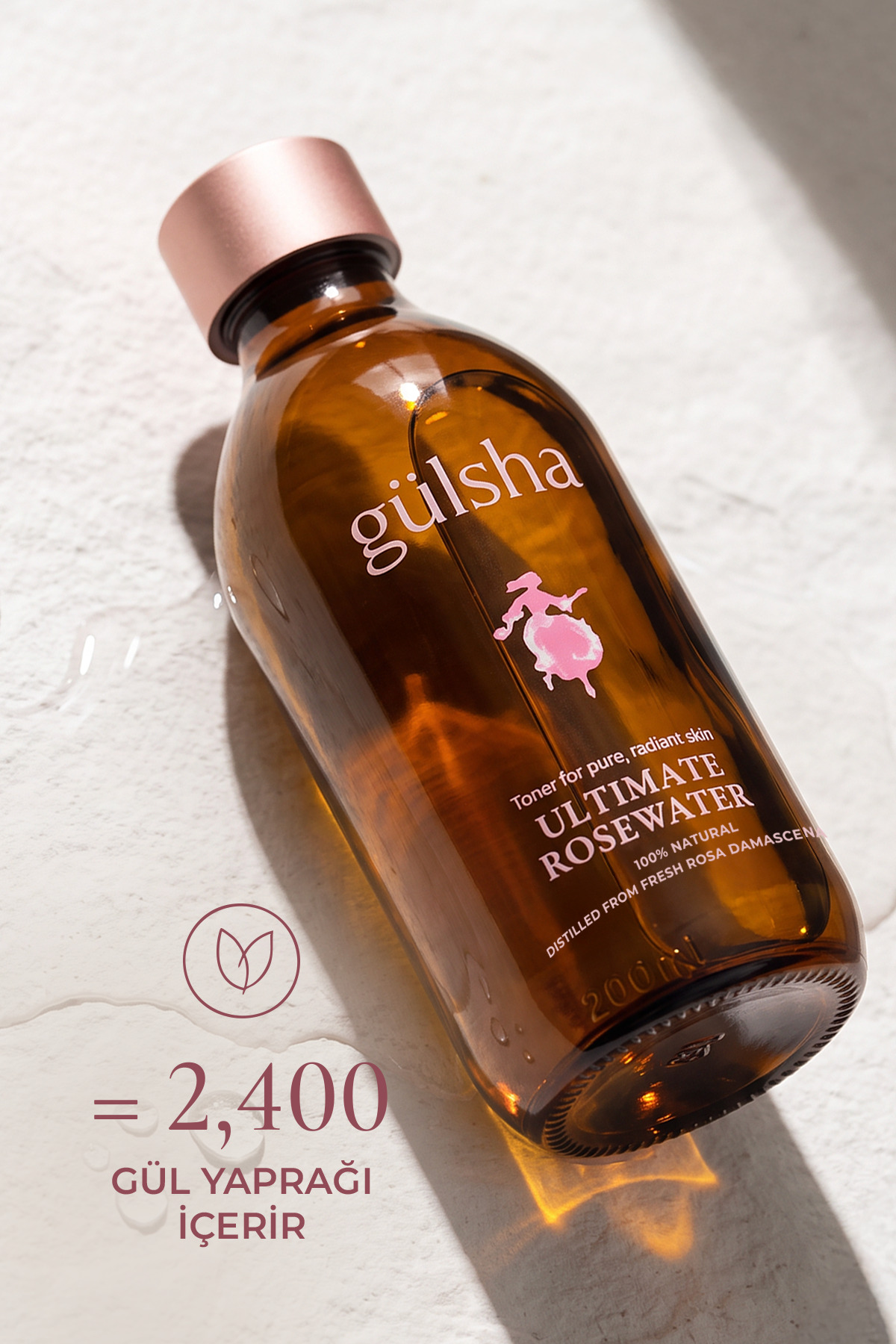 Nemlendirici Aydınlatıcı Gözenek Sıkılaştırmaya Yardımcı %100 Doğal Tam Gül Suyu 200 ml — 8680434310108 — تصویر 7 از 9