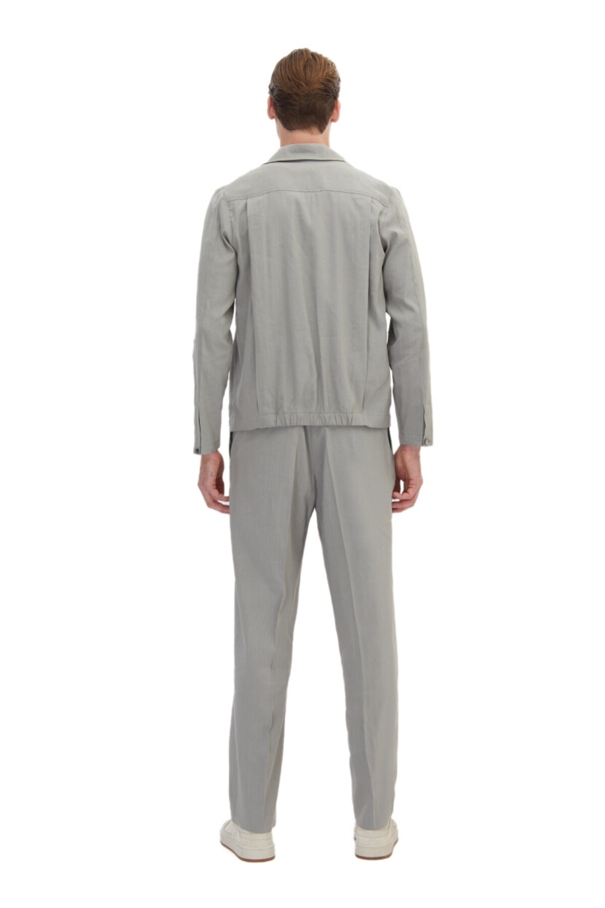 Gri Düz Casual Fit Keten Karışımlı Takım Elbise — خاکستری 161250 — تصویر 7 از 7