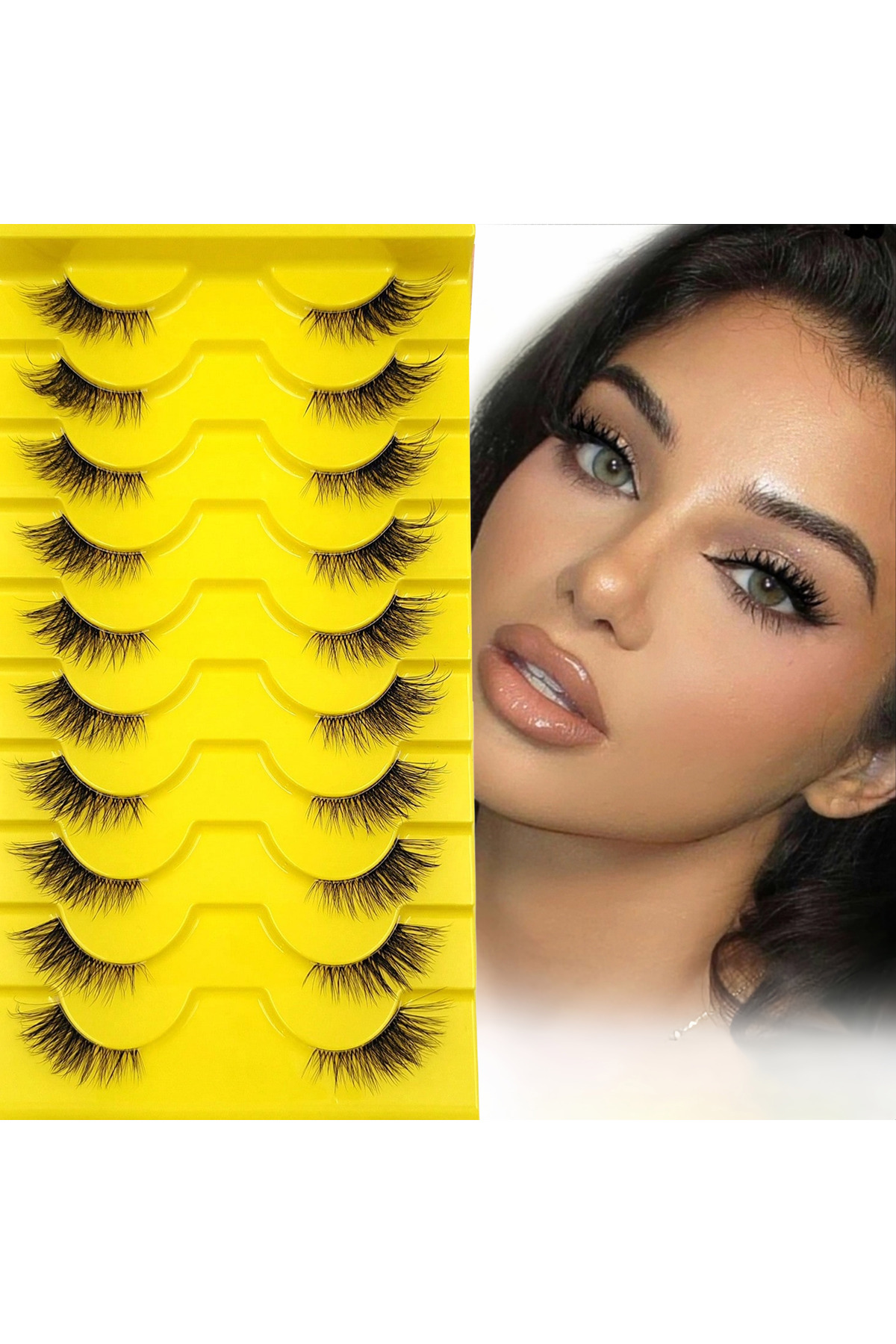 10 أزواج من الرموش الصناعية الأنيقة، بتصميم عين ال...