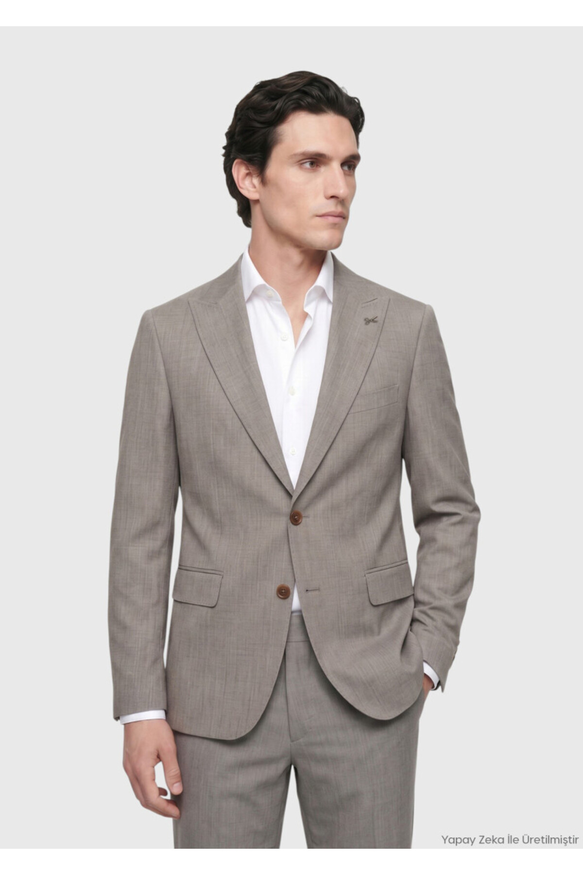 Vizon Desenli Zeroweight Slim Fit Yün Karışımlı Takım Elbise — رنگارنگ 165427 — تصویر 3 از 7