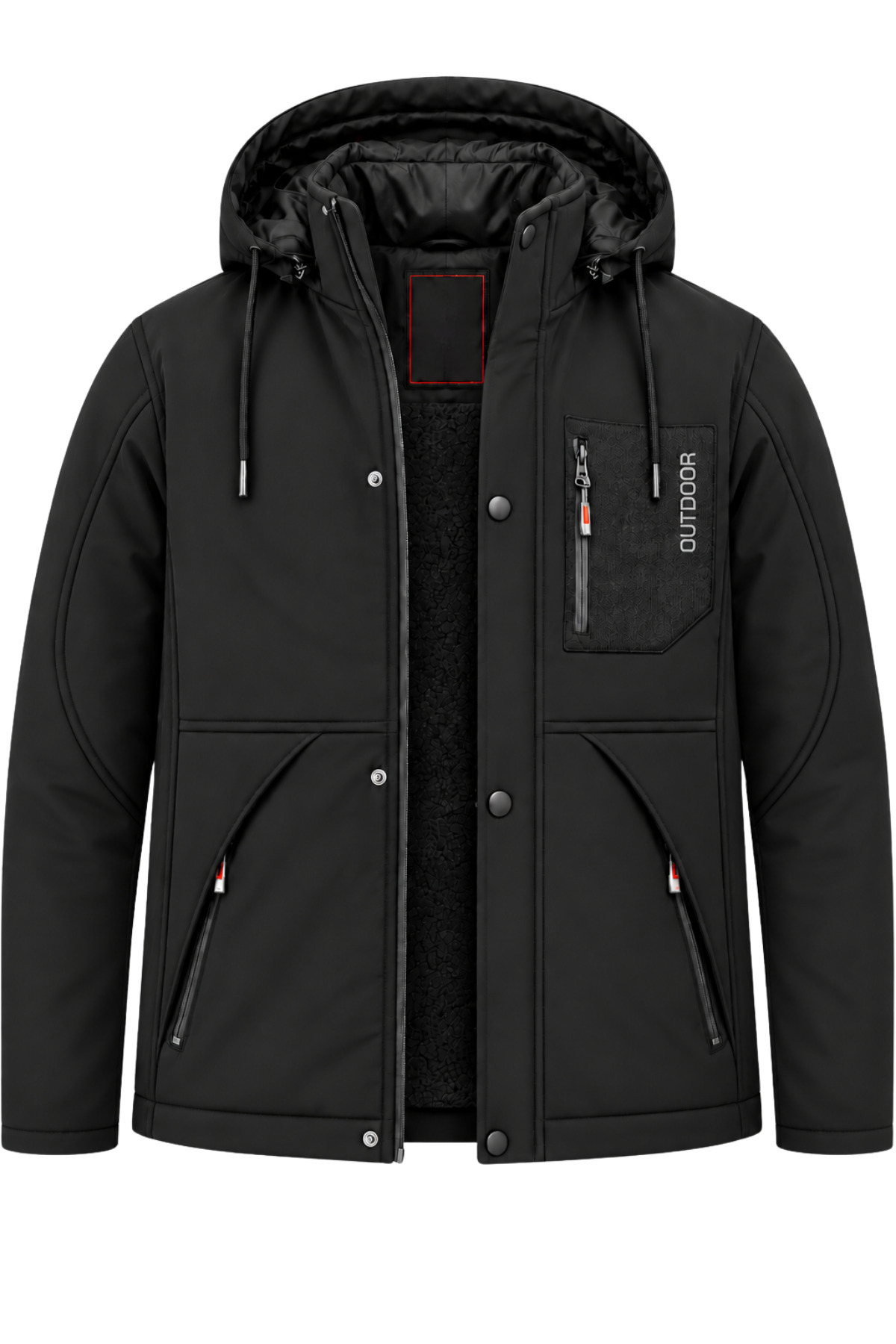 Erkek Siyah Kapüşonlu Kışlık Softshell Suya Dayanıklı Fermuarlı Cepli Outdoor Mont — رنگارنگ ARS5632