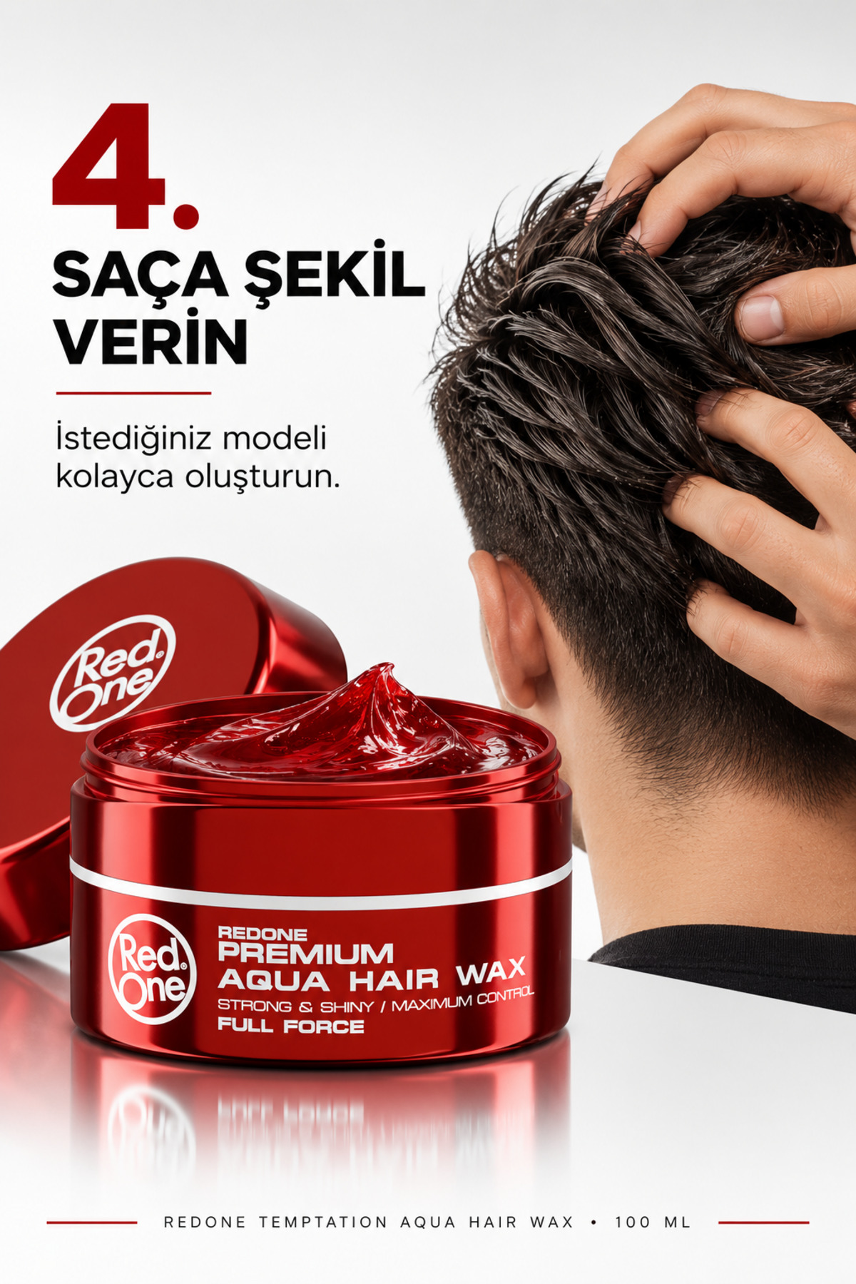 Redone Red Temptation Premium Aqua Hair Wax 100 ML - Kontrollü Saç Stili & Parlak Görünüm — redtemptation — تصویر 8 از 8