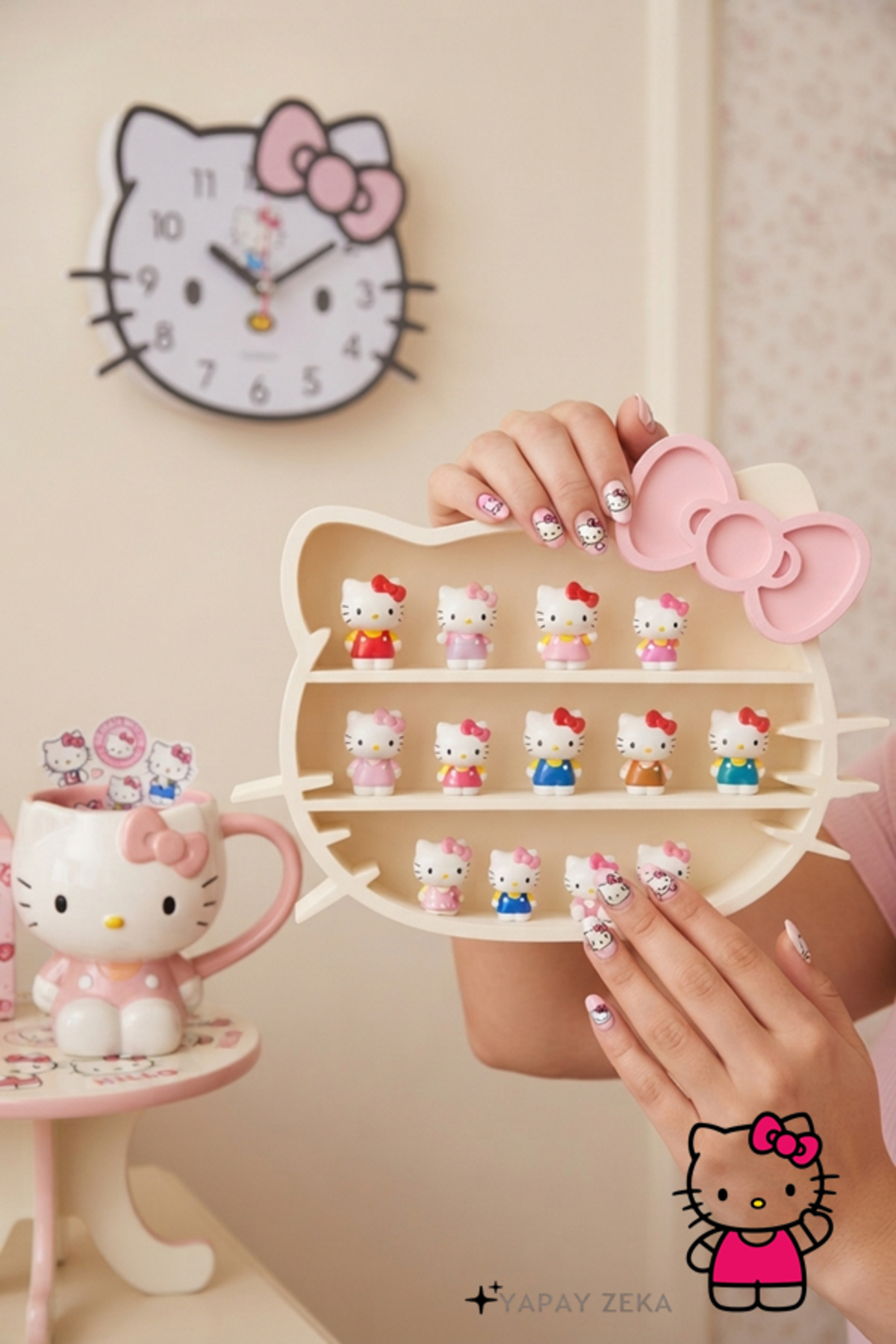 Kittyページ Hello Kitty Kurdelalı Büyük Boy Masaüstü Raf Organizer Çok amaçlı