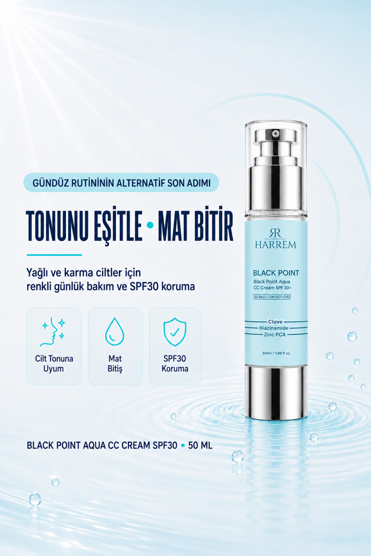 Akneli & Yağlı Karma Ciltler Için 30spf Güneş Koruyucu Cc Krem Black P.int 50ml — 00530 — تصویر 2 از 7