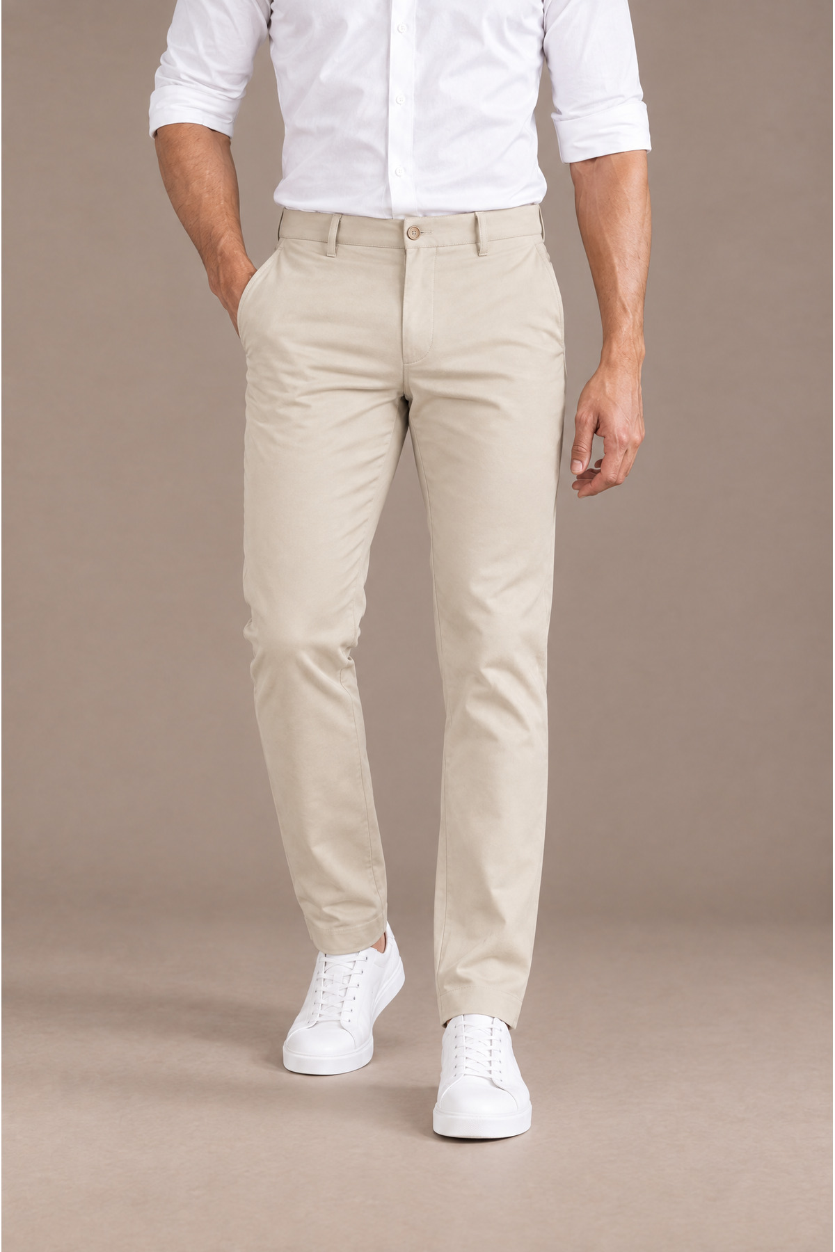 Erkek Bej Klasik Kumaş Pantolon Slim Fit Likralı Bilek Boy Dar Paça — بژ ME1210