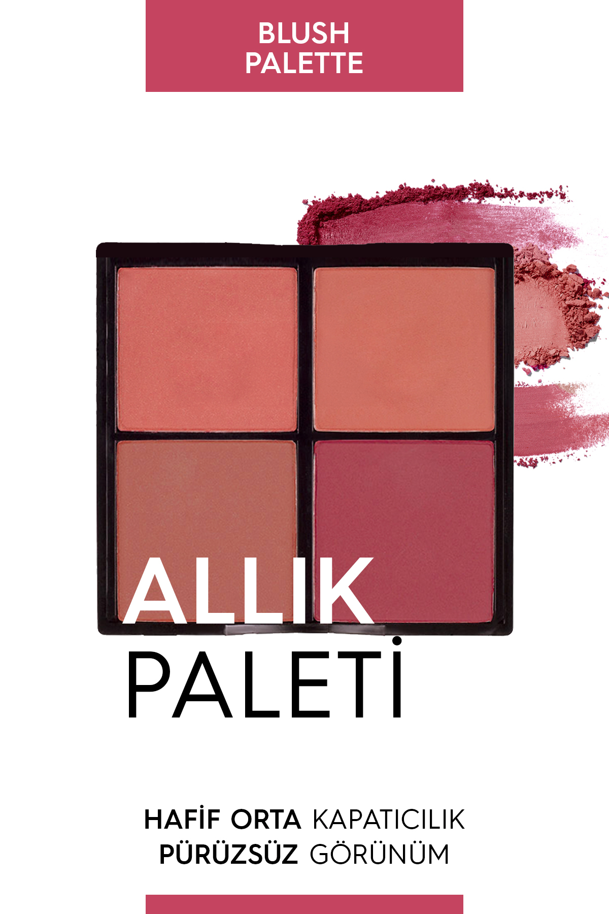 Blush Palette Allık Paleti 4 Renk Profesyonel 02 — صورتی — تصویر 3 از 4