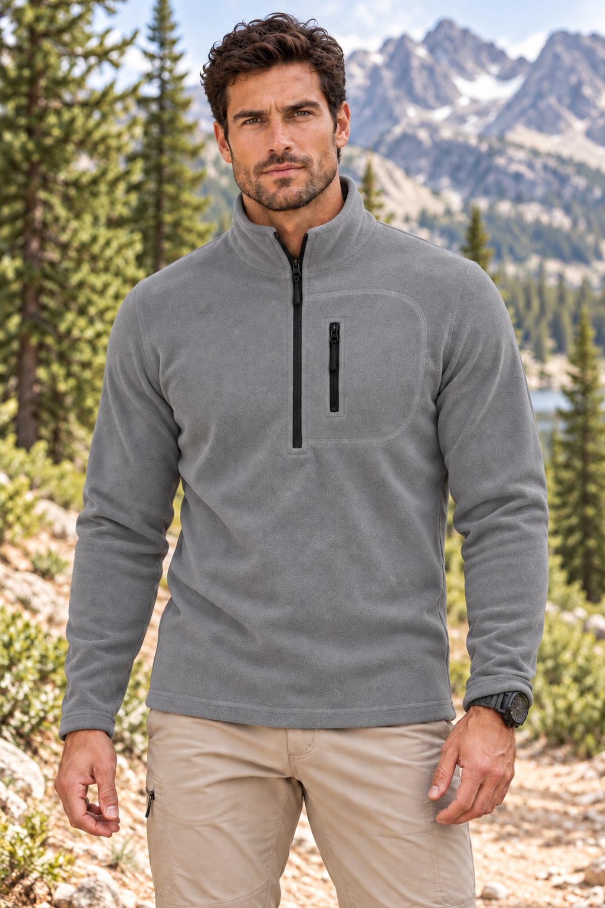 Erkek Polar Yarım Fermuarlı Polar Tactical Polar — خاکستری POLAR-GNS2