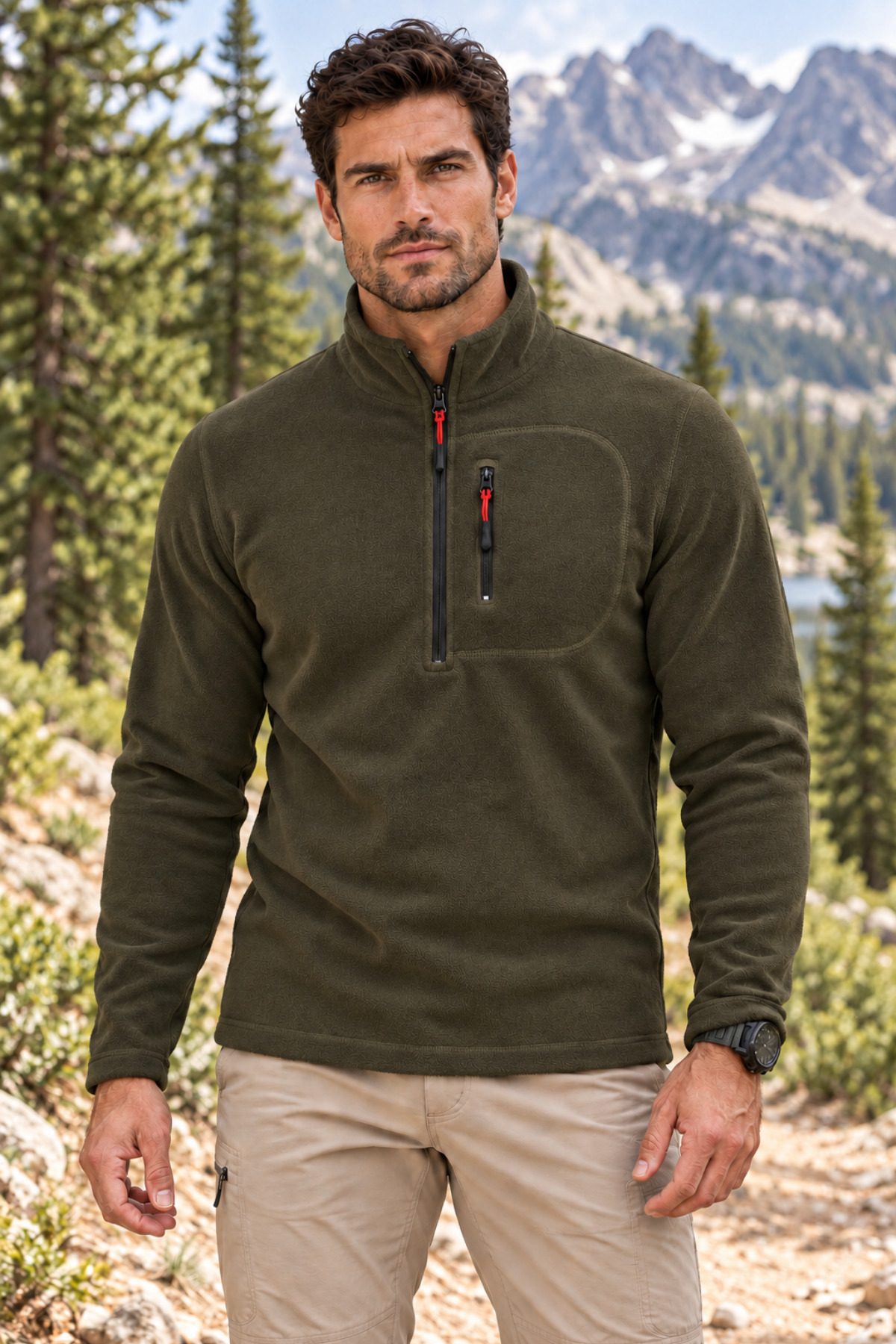 Erkek Polar Yarım Fermuarlı Polar Tactical Polar — خاکی POLAR-GNS2