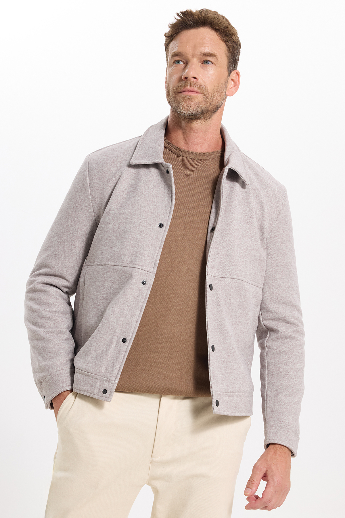 Erkek Slim Fit Dar Kesim Çift Cepli Çıtçıt Kapamalı Taş Mont — رنگارنگ MT250012 — تصویر 5 از 9