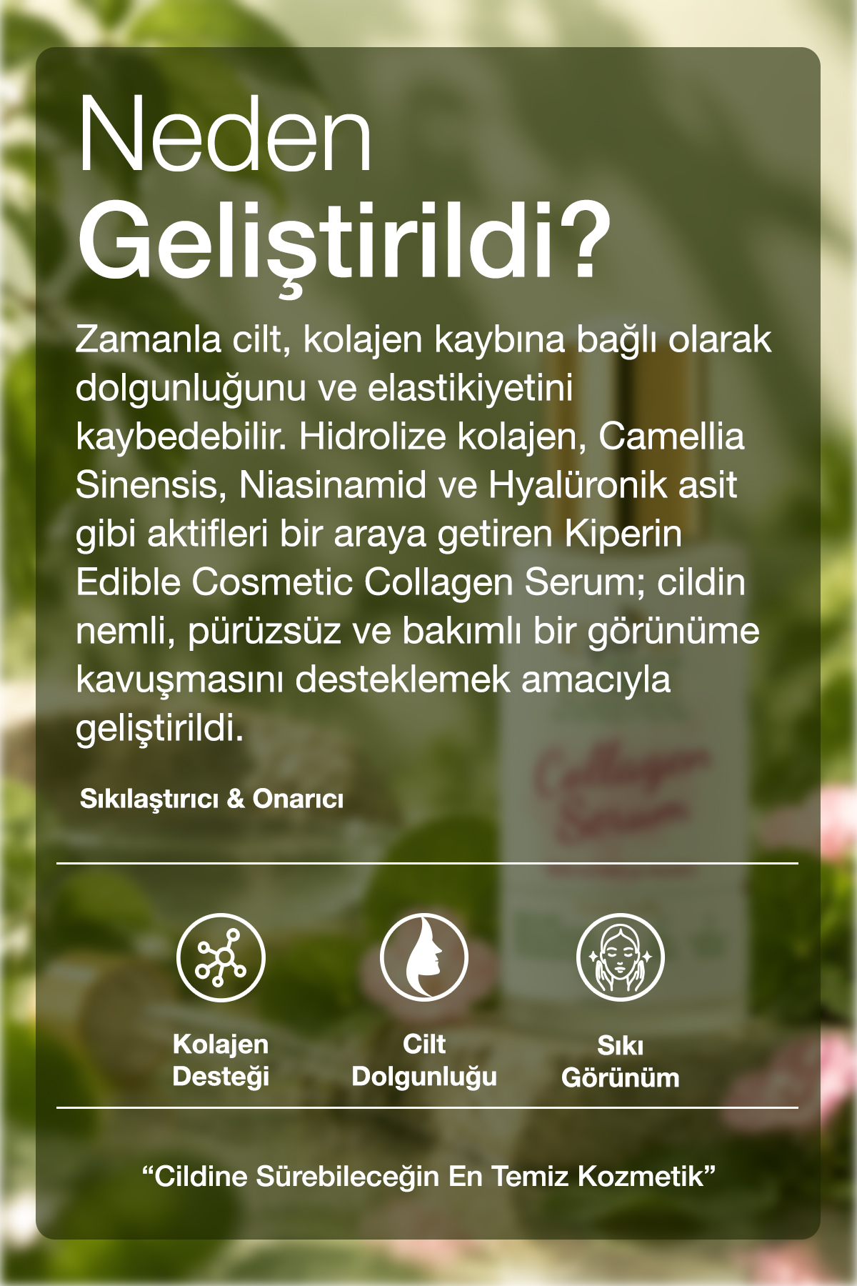 Collagen Serum | Sıkılaştırıcı & Onarıcı | Kolajen, Hyaluronik Asit, Yeşil Çay | Clinically | 30mL — ECC00001 — تصویر 5 از 7