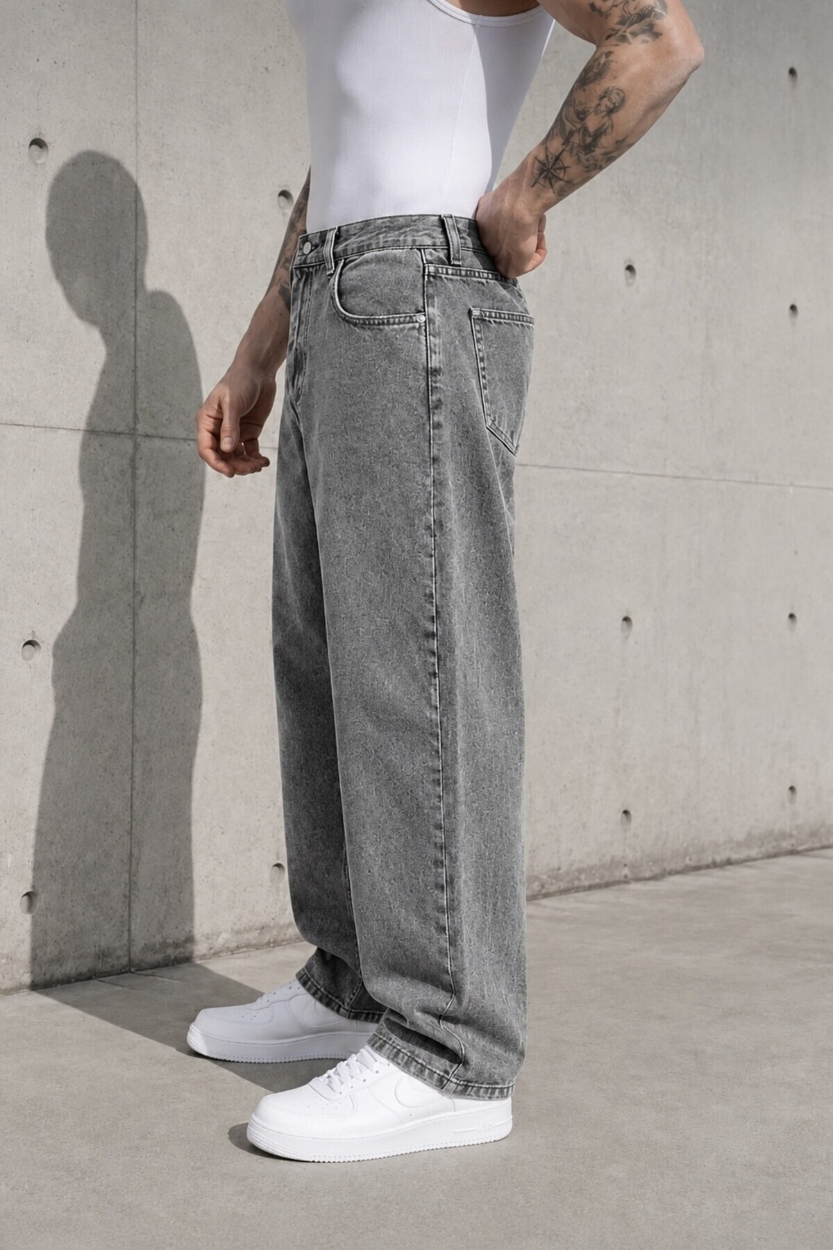Erkek Baggy Kalıp Pantolon — خاکستری BAGGY-YENİ