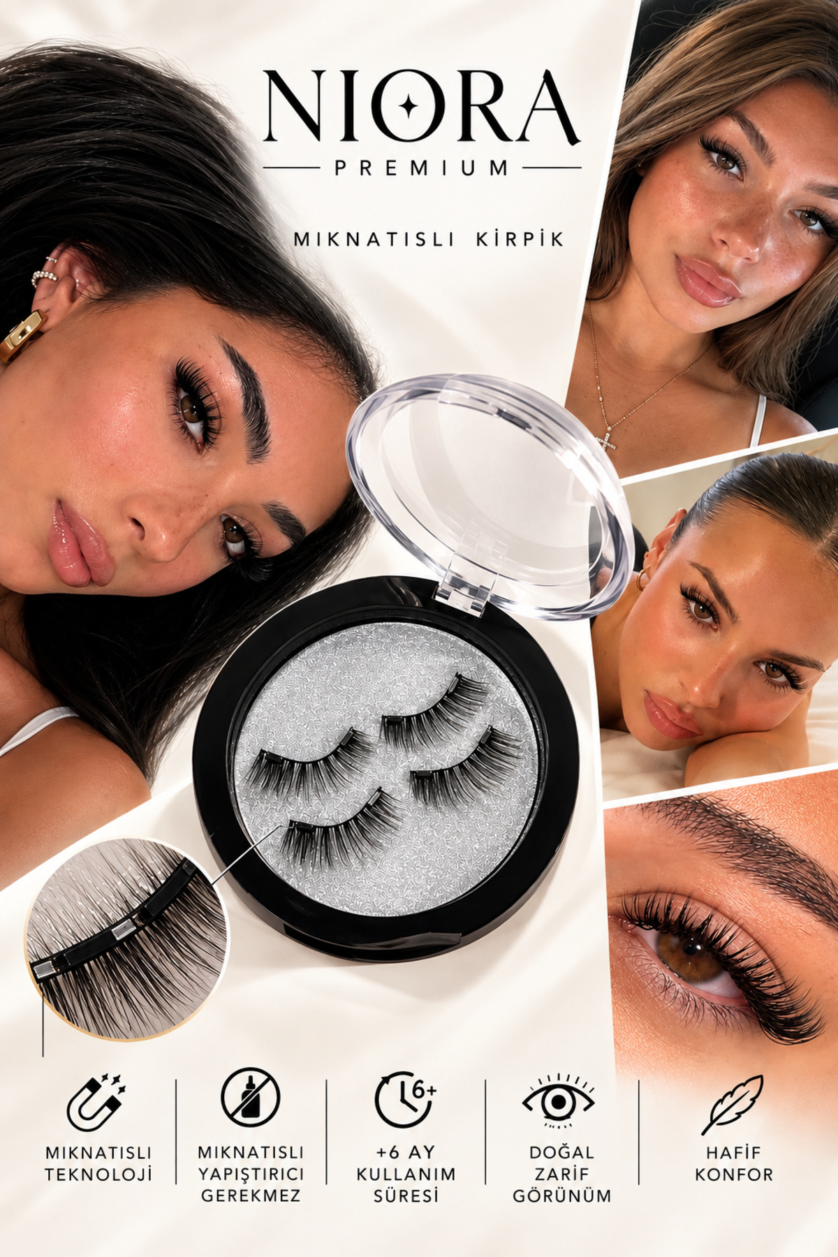 NIORA LASH Niora Premium Model | Mıknatıslı Takma İpek Kirpik (Cat eyes görünüm)