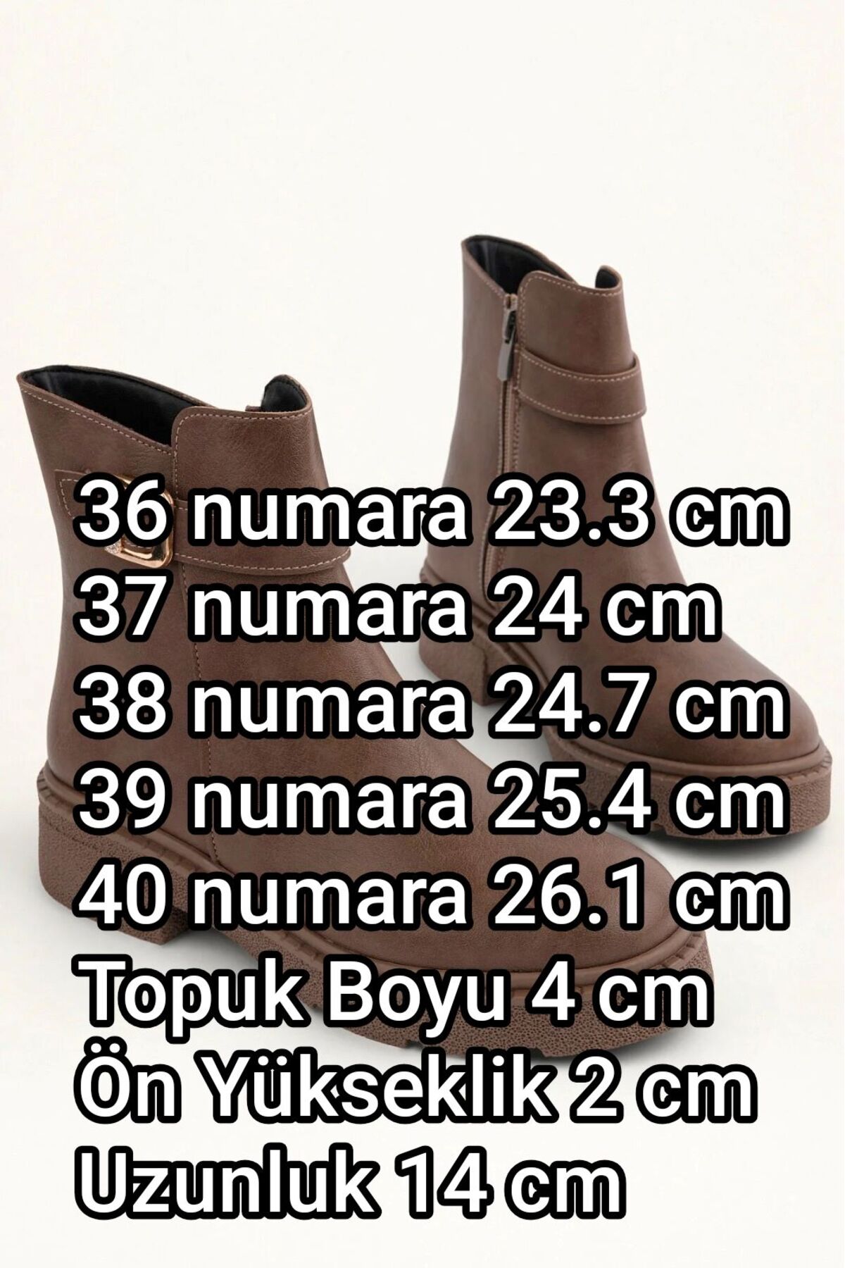BAHRİNA Kadın Vizon Cilt Termo Kauçuk Taban Taşlı Tokalı Bot