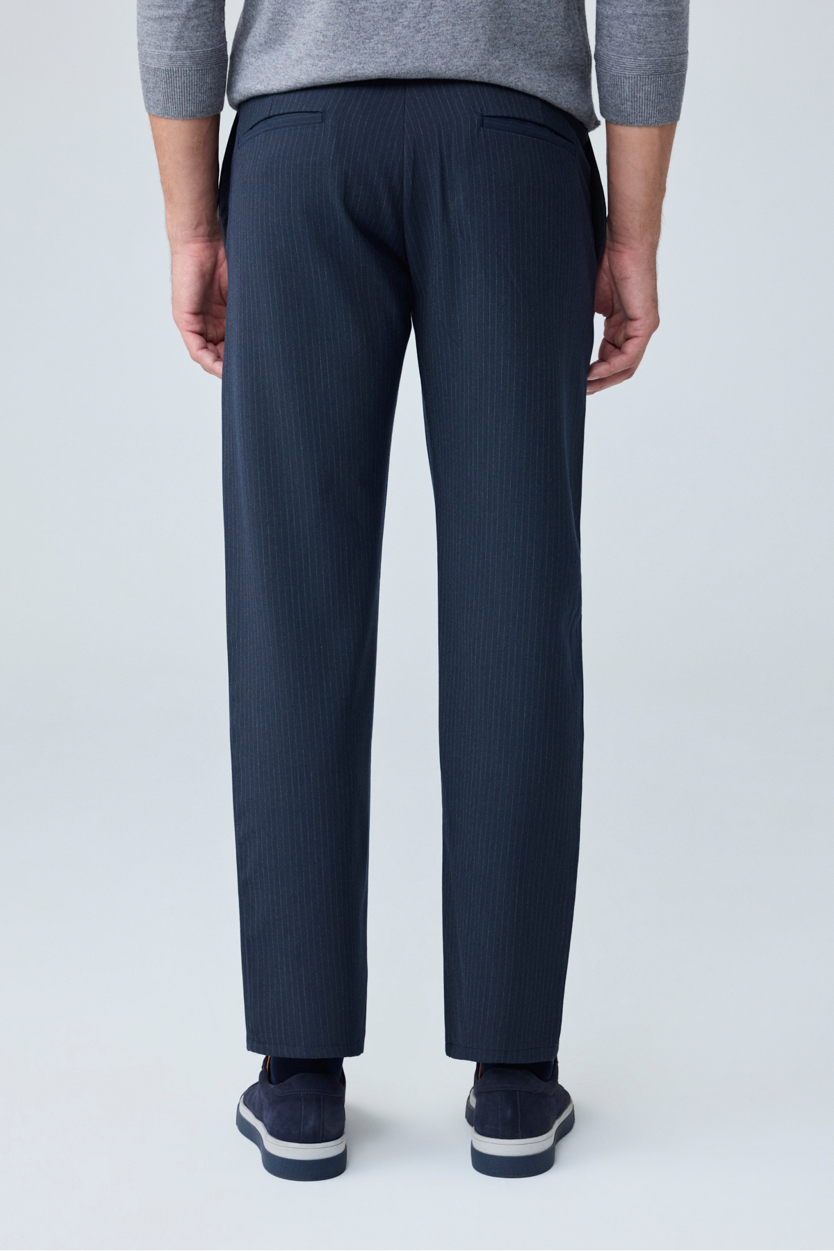 Erkek Comfort Fit Lacivert Çizgili Jogger Pantolon Esnek Kumaş 0247DNGR — سرمه‌ای — تصویر 7 از 8