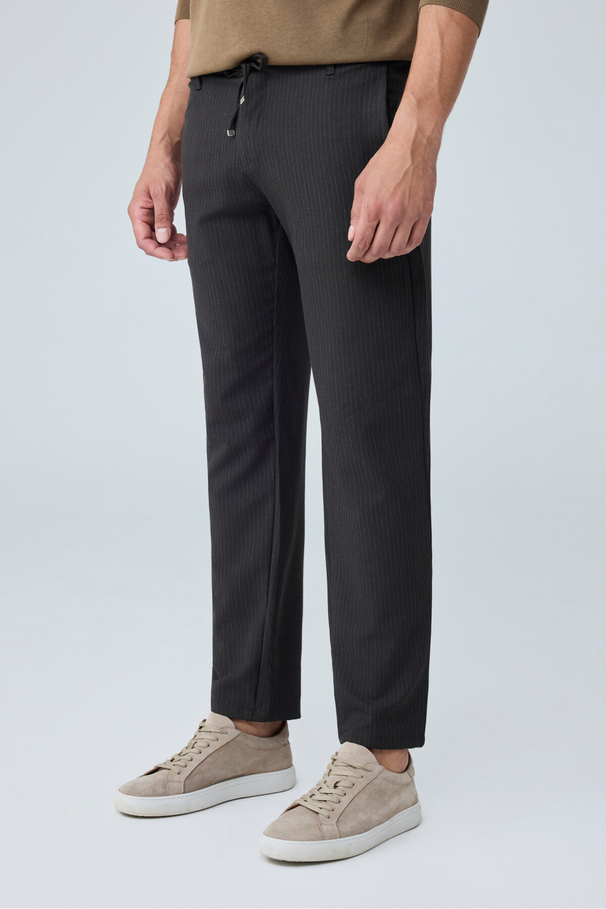 شلوار مردانه Comfort Fit نیروی دریایی راه راه، پارچه کشسان 0247DNGR — قهوه‌ای — تصویر 5 از 6