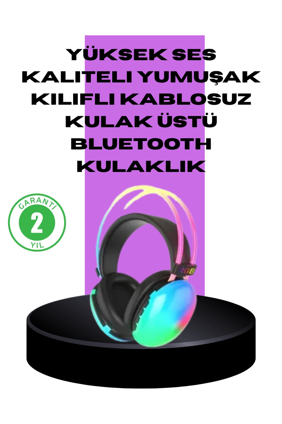 Hubrendy Tekno RGB Aydınlatmalı Kablosuz Bluetooth Oyuncu Kulaklığı