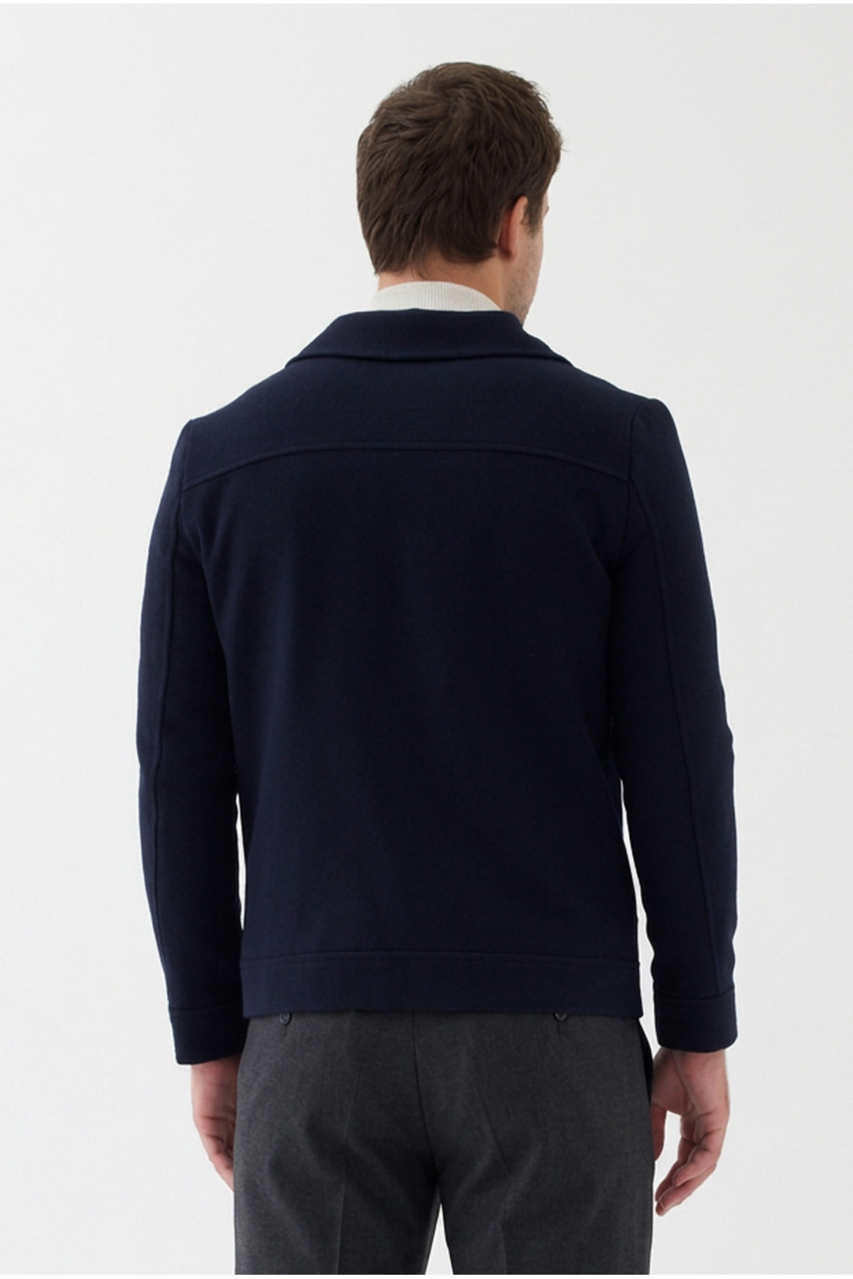 Bergamo Erkek Lacivert Çıtçıtlı Polo Yaka Kısa Kaşe Mont Slim Fit — سرمه‌ای 9810 BERGAMO — تصویر 8 از 8