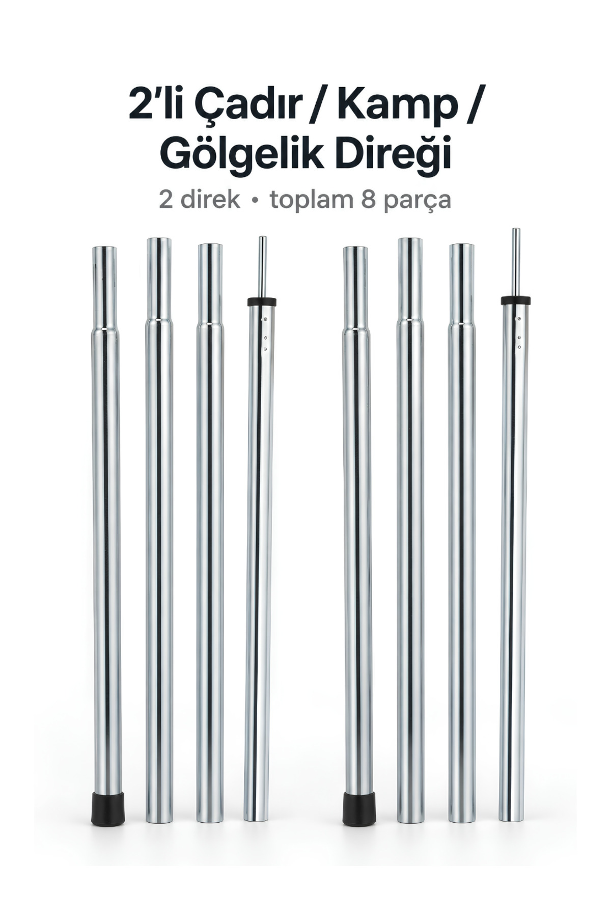 Svava 2'li Çadır Kamp Gölgelik Direği 210 cm Ø19 mm 4 Parçalı İçten Lastikli Pol Seti