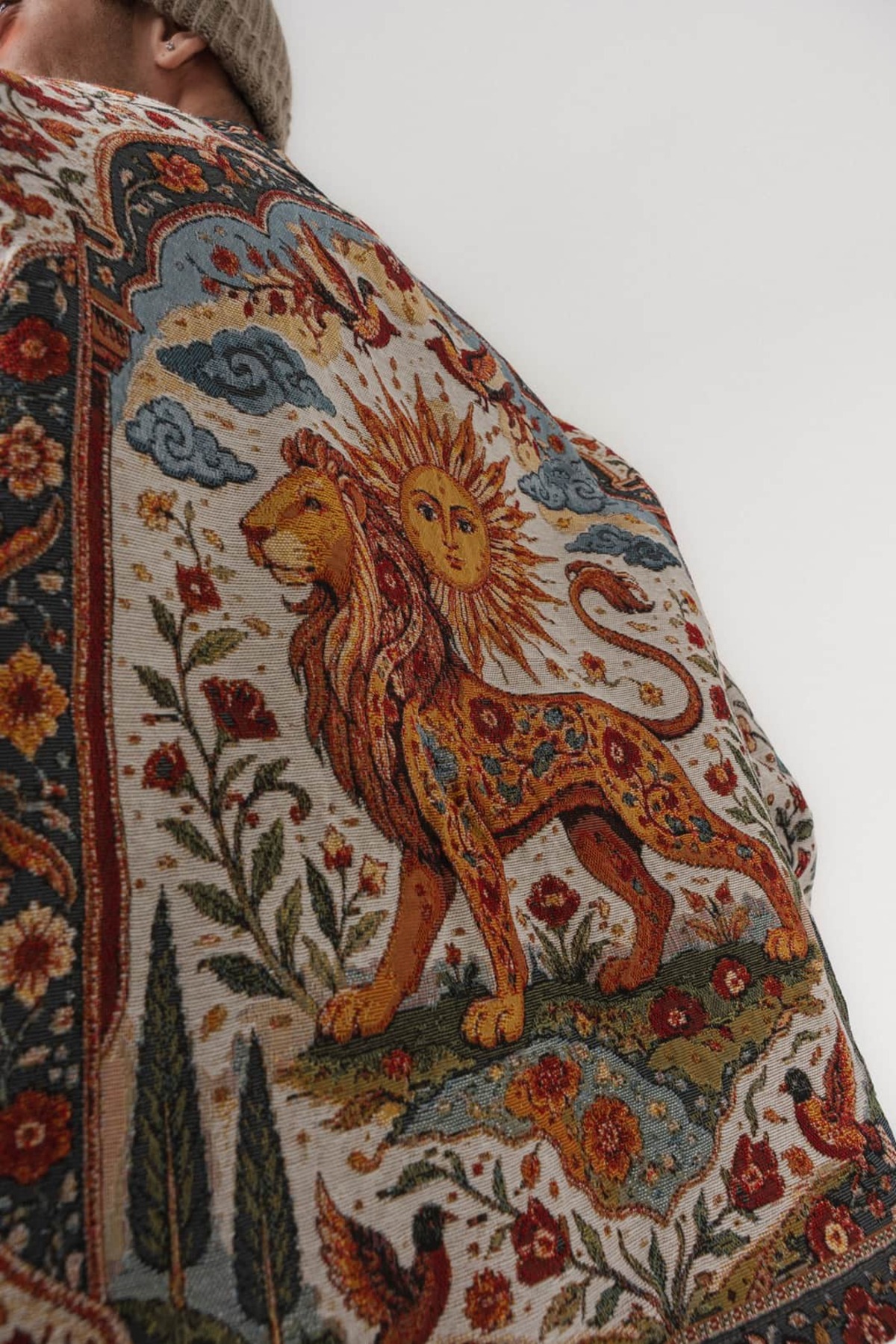 Royalcrest Goblen Kumaş Aslan Desenli Çıtçıtlı Erkek Mont — رنگارنگ 9373 — تصویر 5 از 8