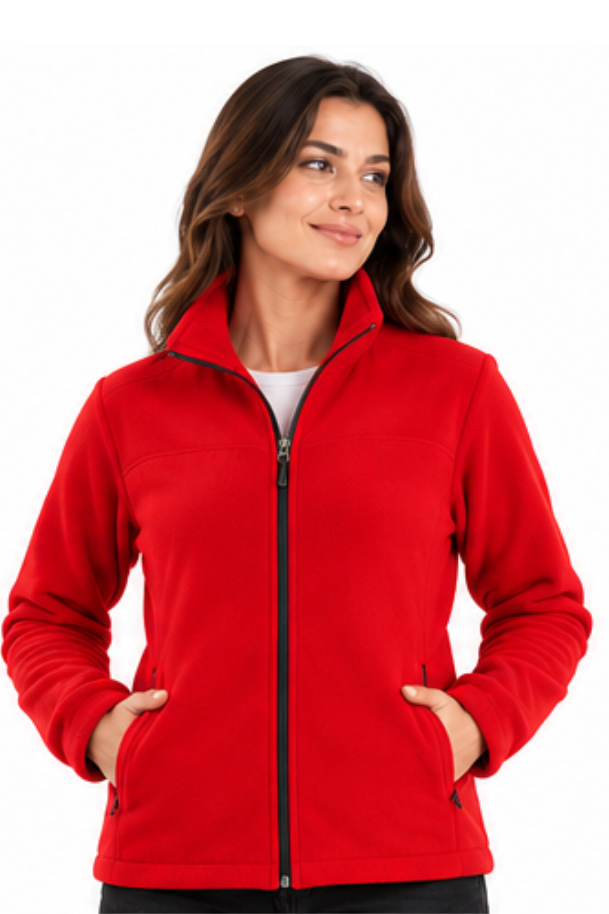 Polar Mont Unisex – Dik Yaka Fermuarlı Cepli Kurumsal İş Poları — قرمز PCPLR001