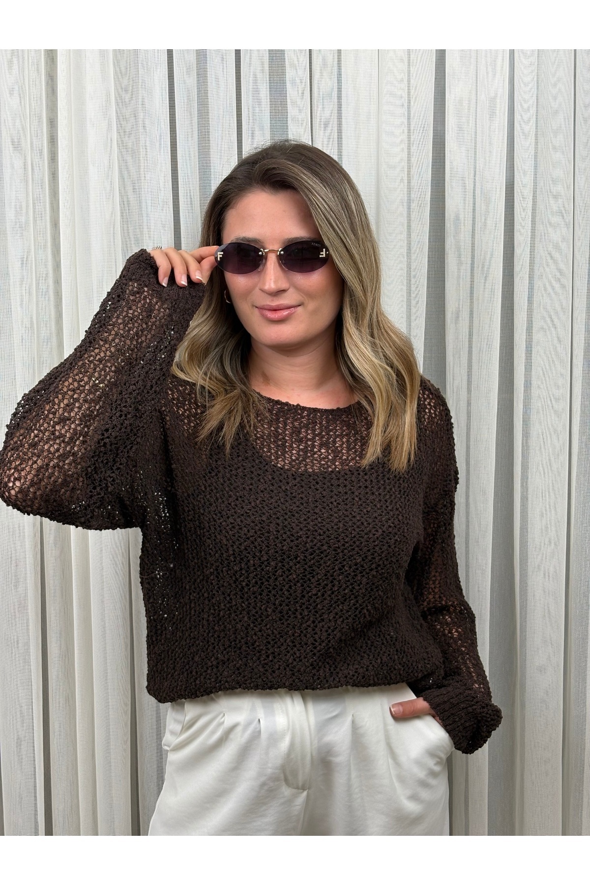 AlisBoutique BÜRÜMCÜK DELİKLİ MODEL TRİKO BLUZ - Fiyatı