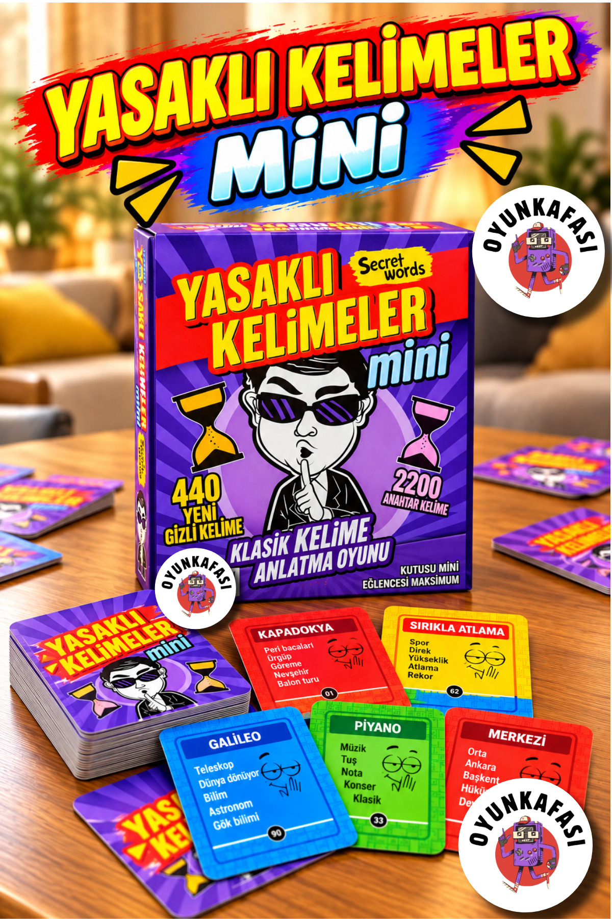 OYUNKAFASI Yasaklı Kelimeler Mini Kelime Anlatma Oyunu – 440 Kelime 2200 Anahtar Kelimeli Eğlenceli Tahmin Kart Oyunu