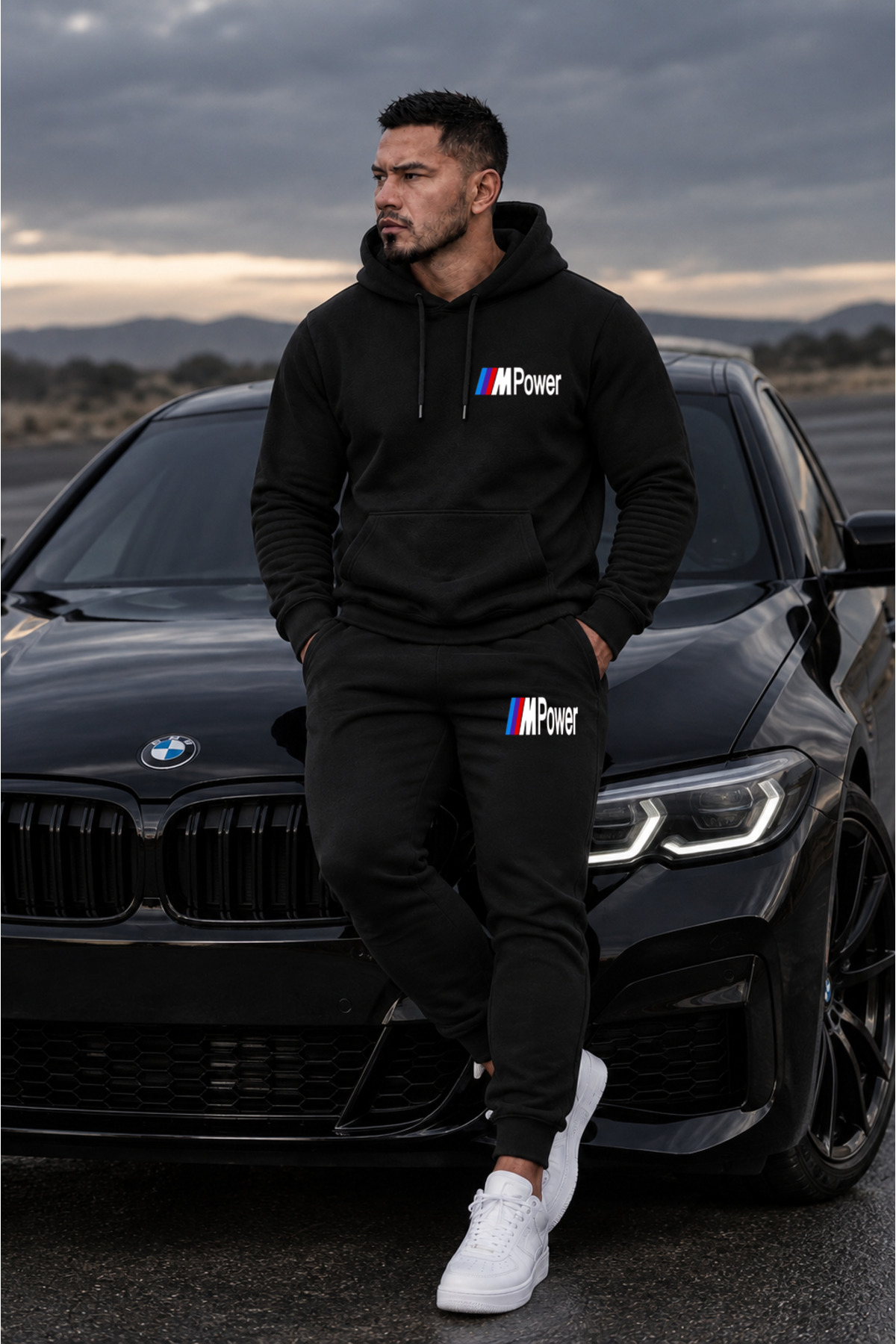 Erkek Siyah Kapüşonlu Eşofman Takımı MPOWER — مشکی BASKETgritakım