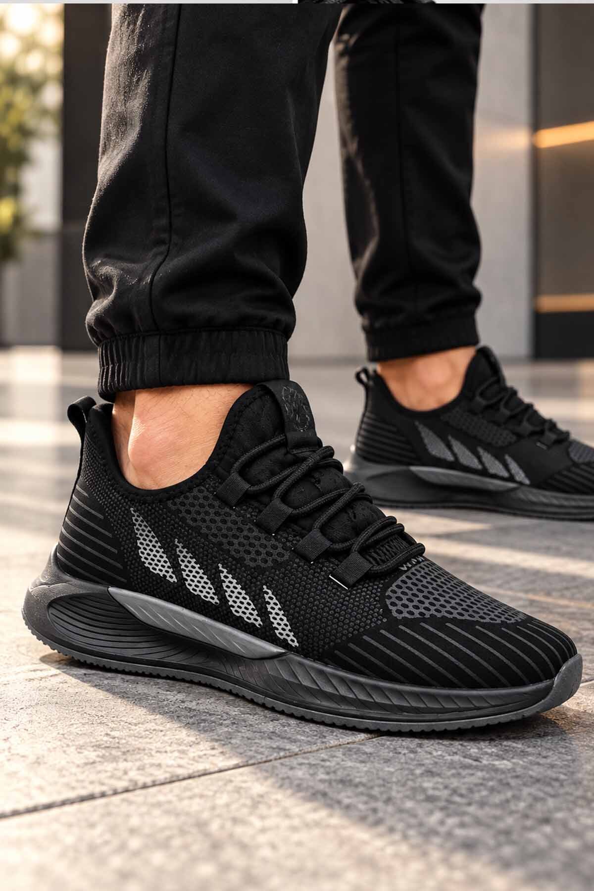 Siyah Erkek/Kadın Spor Ayakkabı Sneakers Su Kaydırıcı Doku Konforlu Günlük Yürüş Koşu Modeli — مشکی VY-WIPPERQ-RS