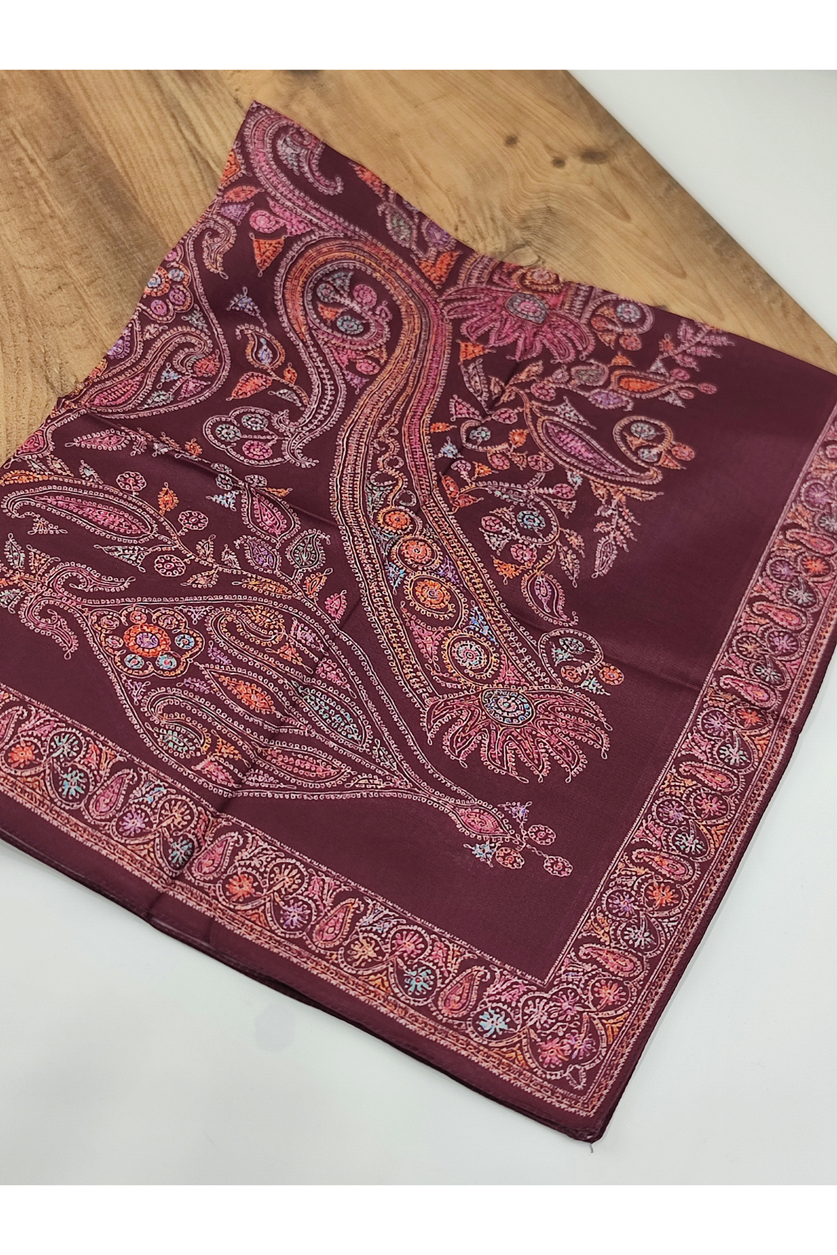 Vişne Etnik Motif Desenli Pamuklu Soft Eşarp