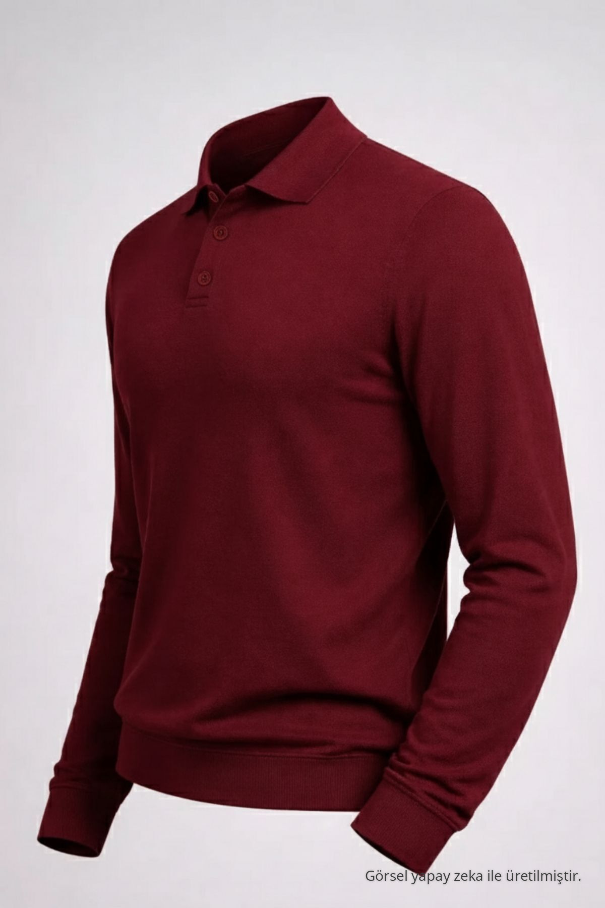 Erkek Basic Bol Bordo Polo Yakalı Kazak — زرشکی 33081CMBN — تصویر 4 از 7