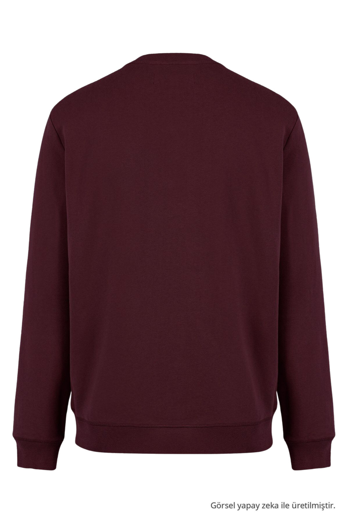 Erkek Kışlık Salaş Basic Bordo Sweatshirt — زرشکی Yansima-1210 — تصویر 7 از 7