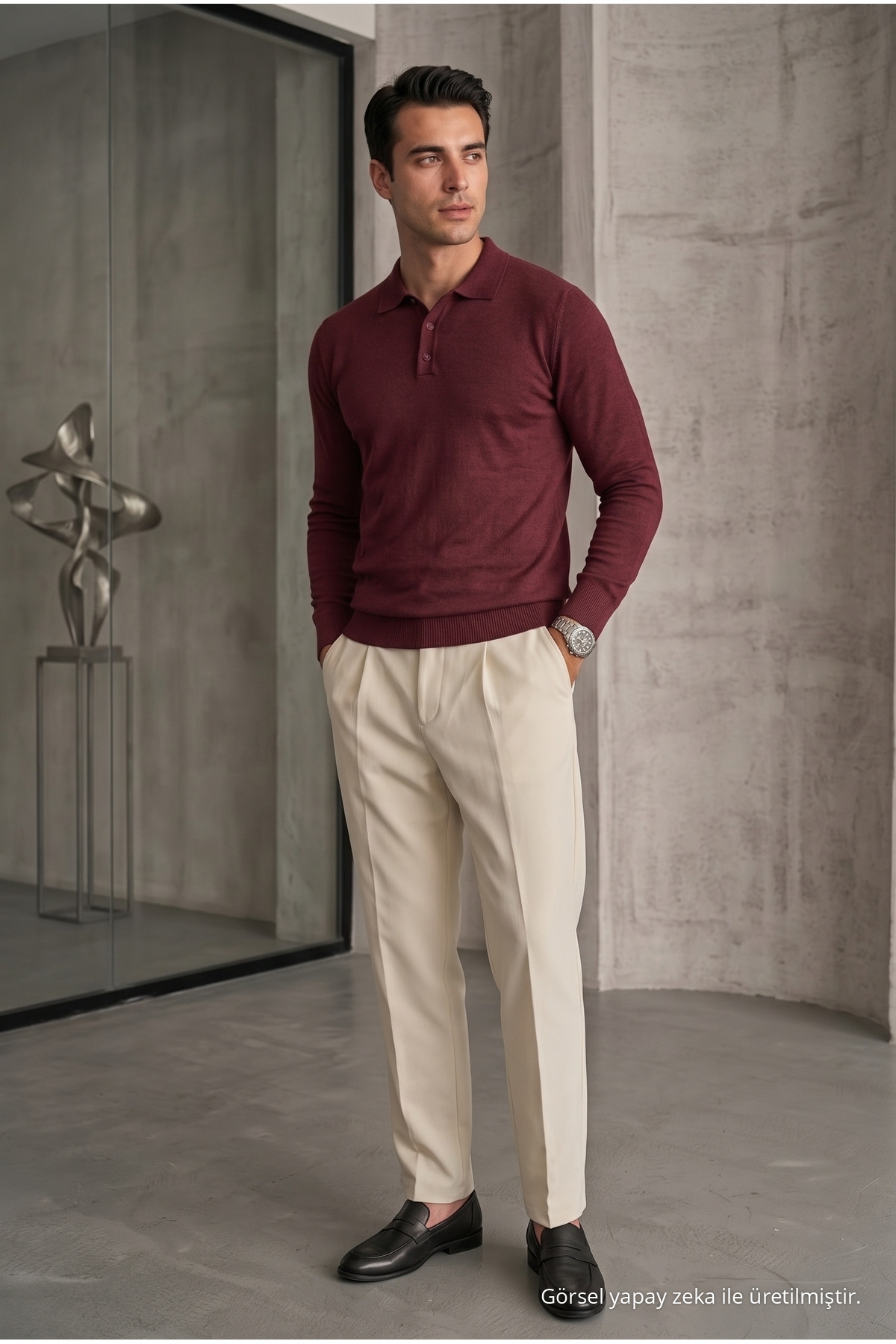 ژاکت مردانه شل و شلوار Raglan Claret قرمز — زرشکی 33081CMBN-11 — تصویر 2 از 6