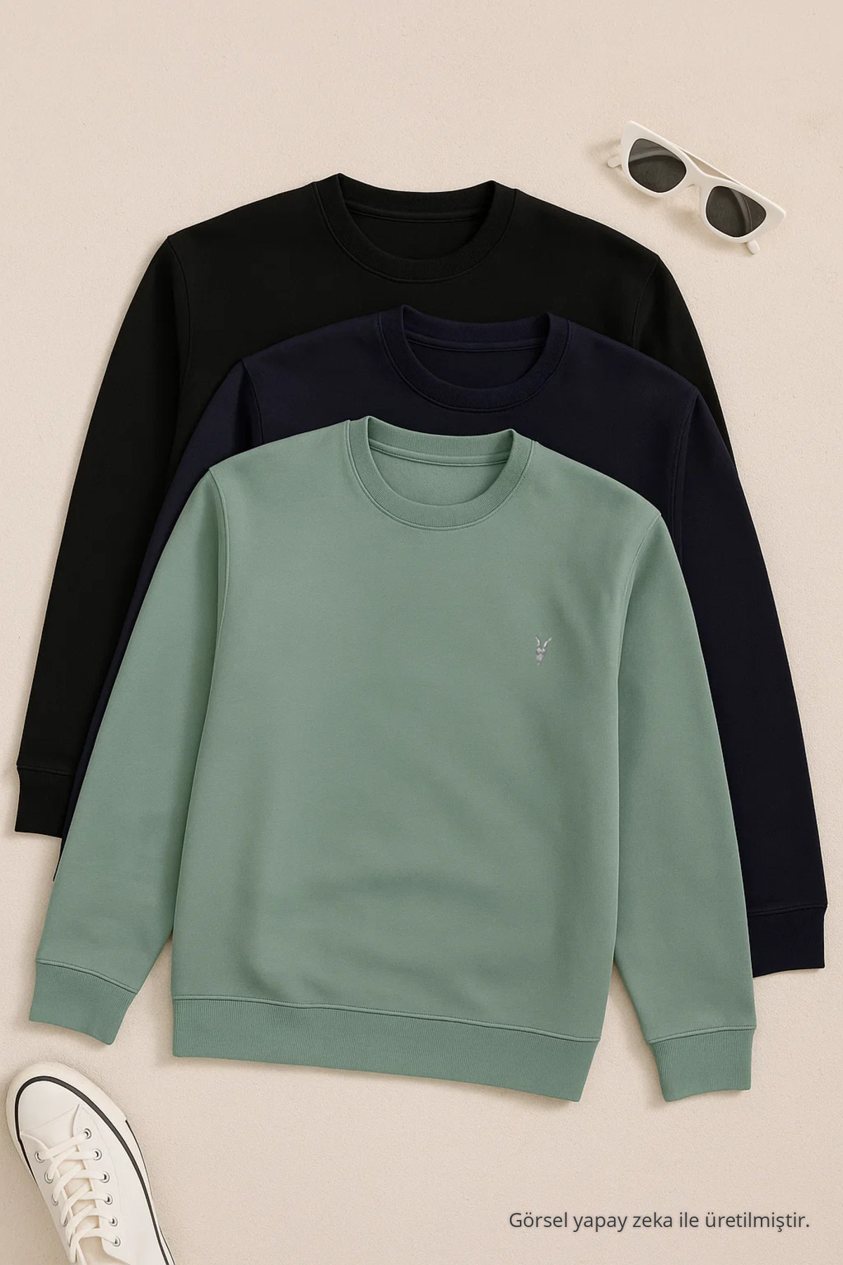 COMBİNE MİCHAİL Erkek Uzun Kollu Basic Salaş 3 Lü Swetshirt