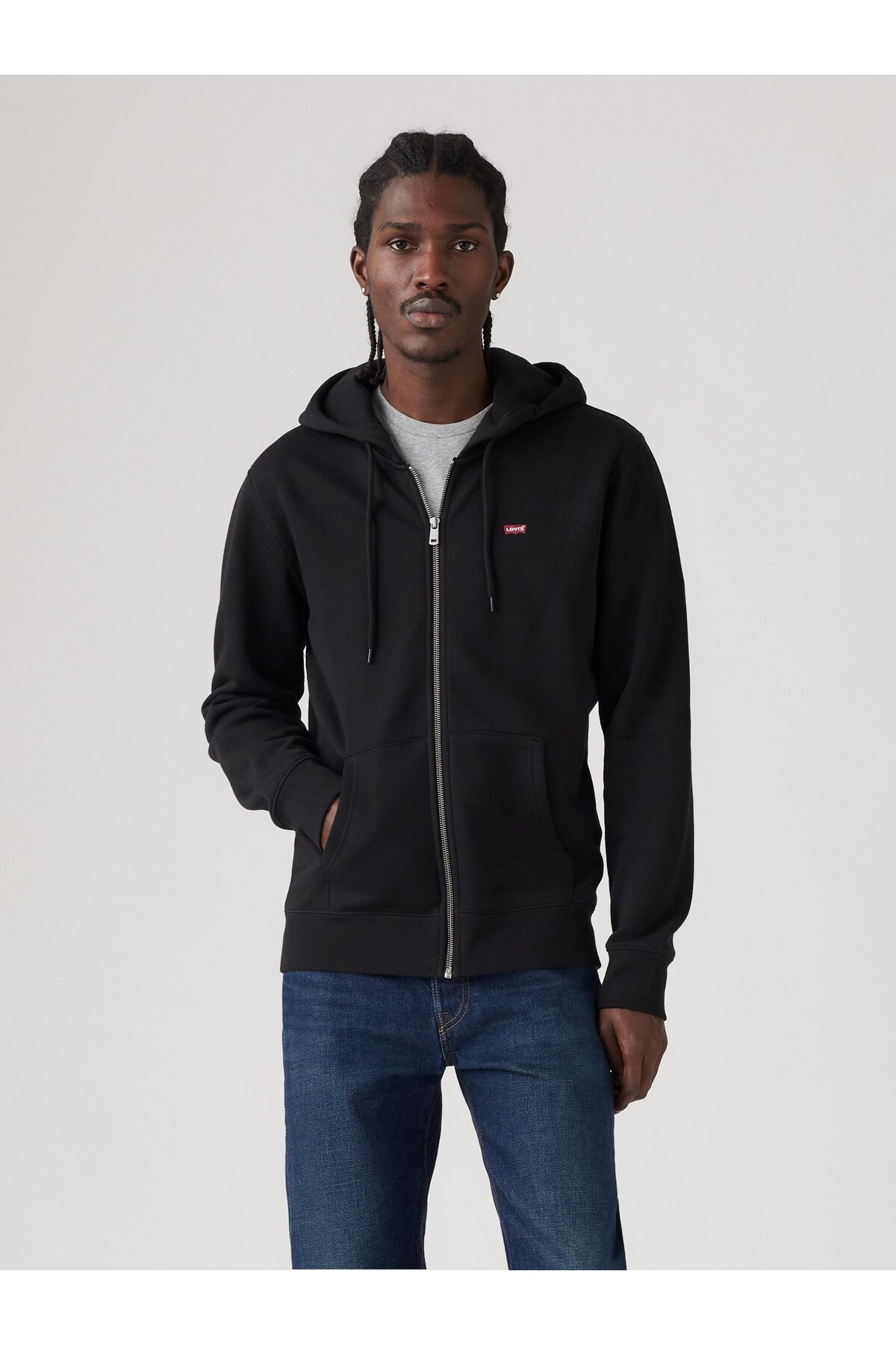 Core Zip Up Erkek Fermuarlı Kapüşonlu Siyah Sweatshirt A4915-0001