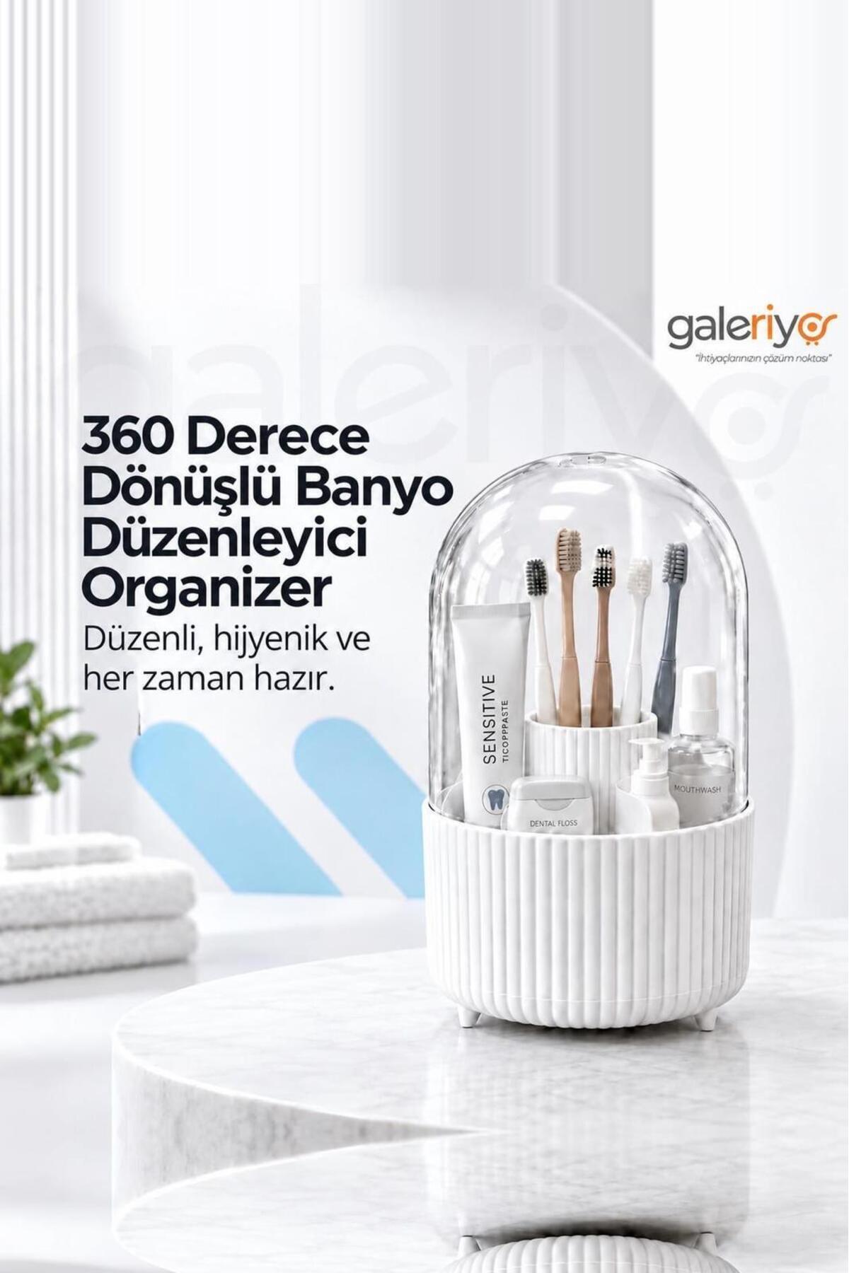 Galeriyo 360 Organizator za kupatilo sa providnim poklopcem, beli