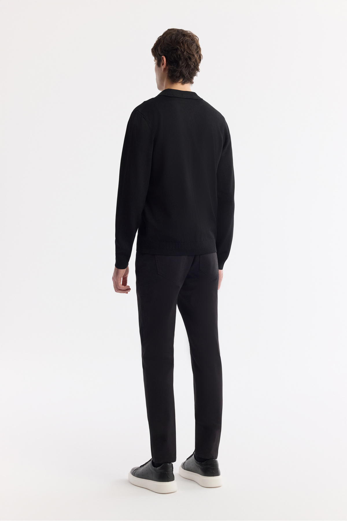 Erkek Siyah Polo Yaka Düğmeli Rayon Tüylenmeyen Triko Regular Fit Hırka A51Y5008 — مشکی — تصویر 4 از 8