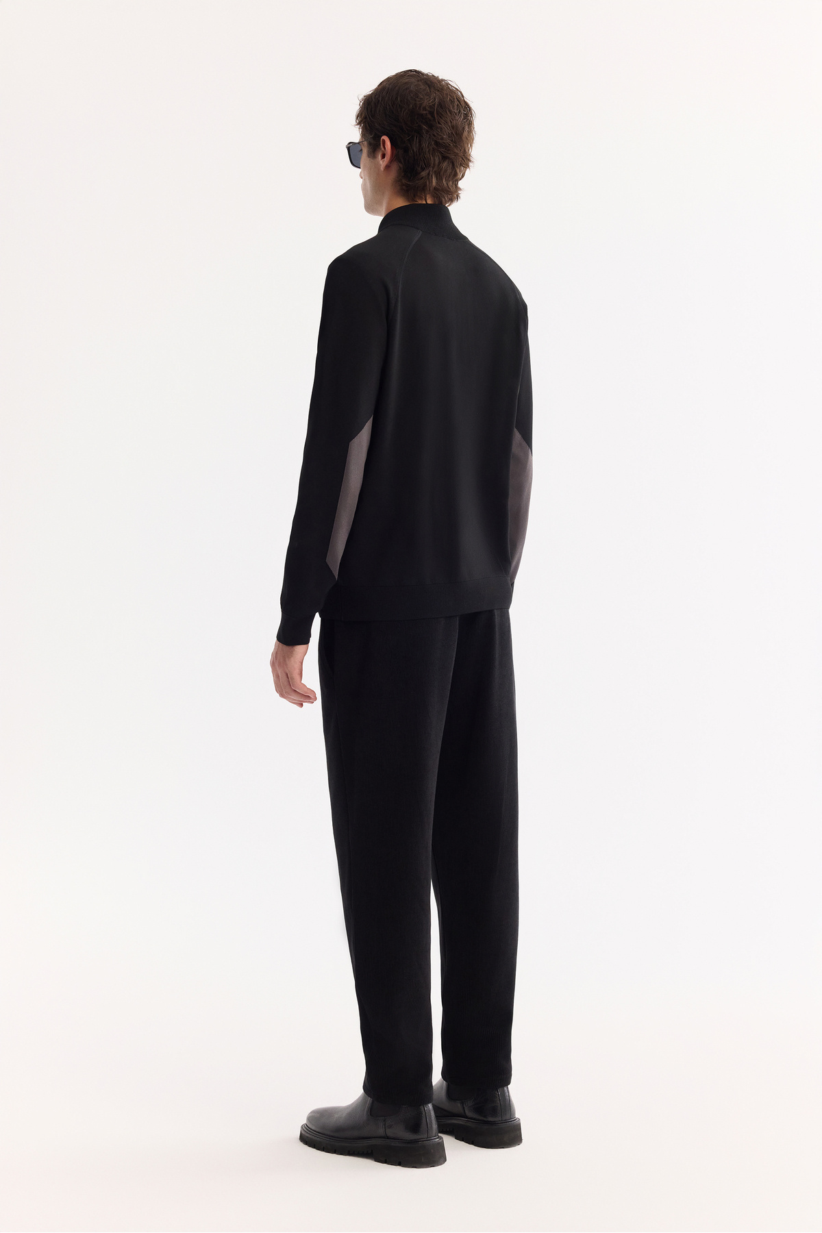 Erkek Siyah Dik Yaka Fermuarlı Rayon Tüylenmeyen Triko Regular Fit Kazak A52Y5020 — مشکی — تصویر 4 از 6