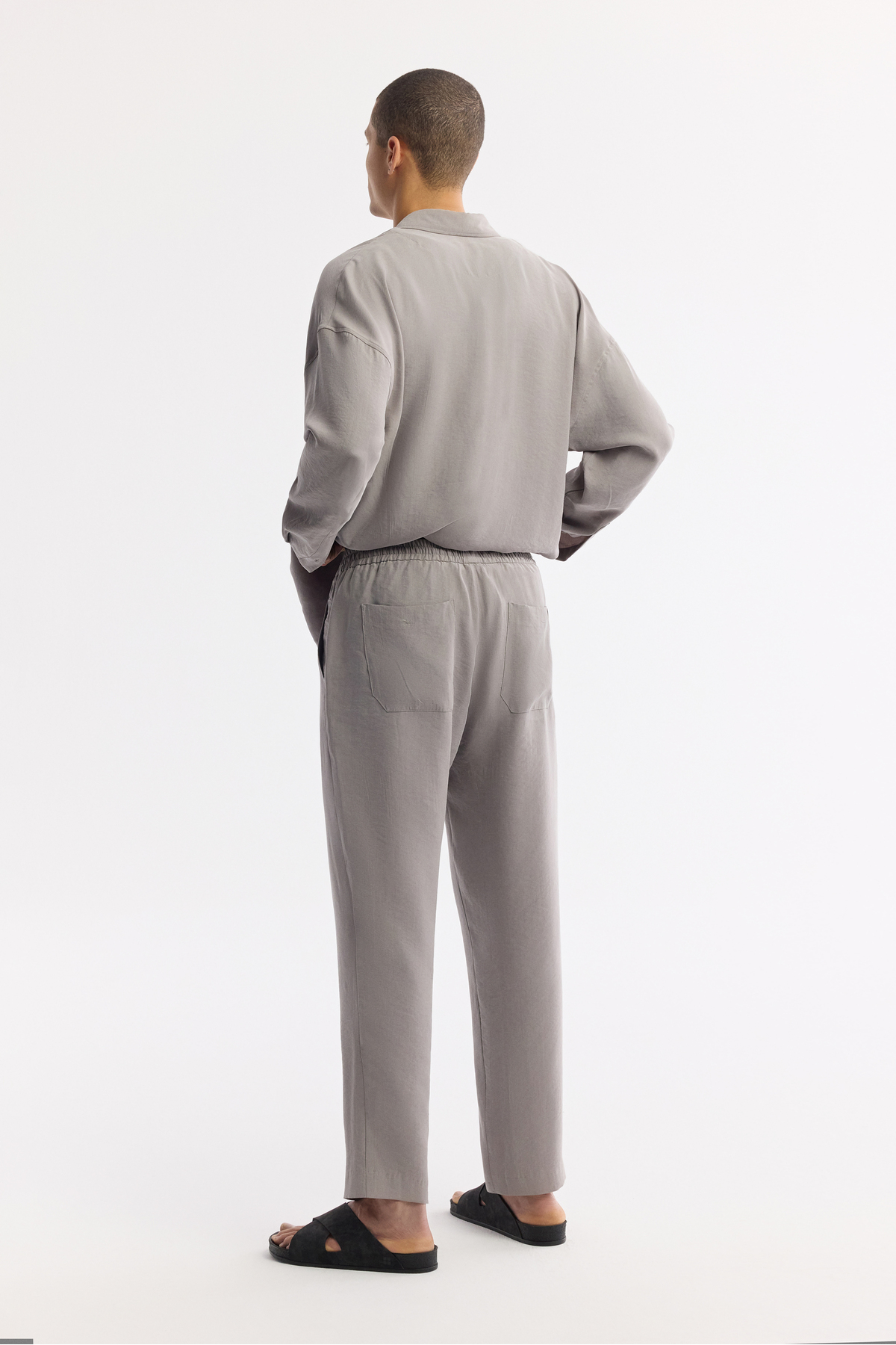 Erkek Nardo Gri Beli Lastikli Bağcıklı Soft Touch Relaxed Fit Pantolon A51Y3031 — خاکستری — تصویر 4 از 8