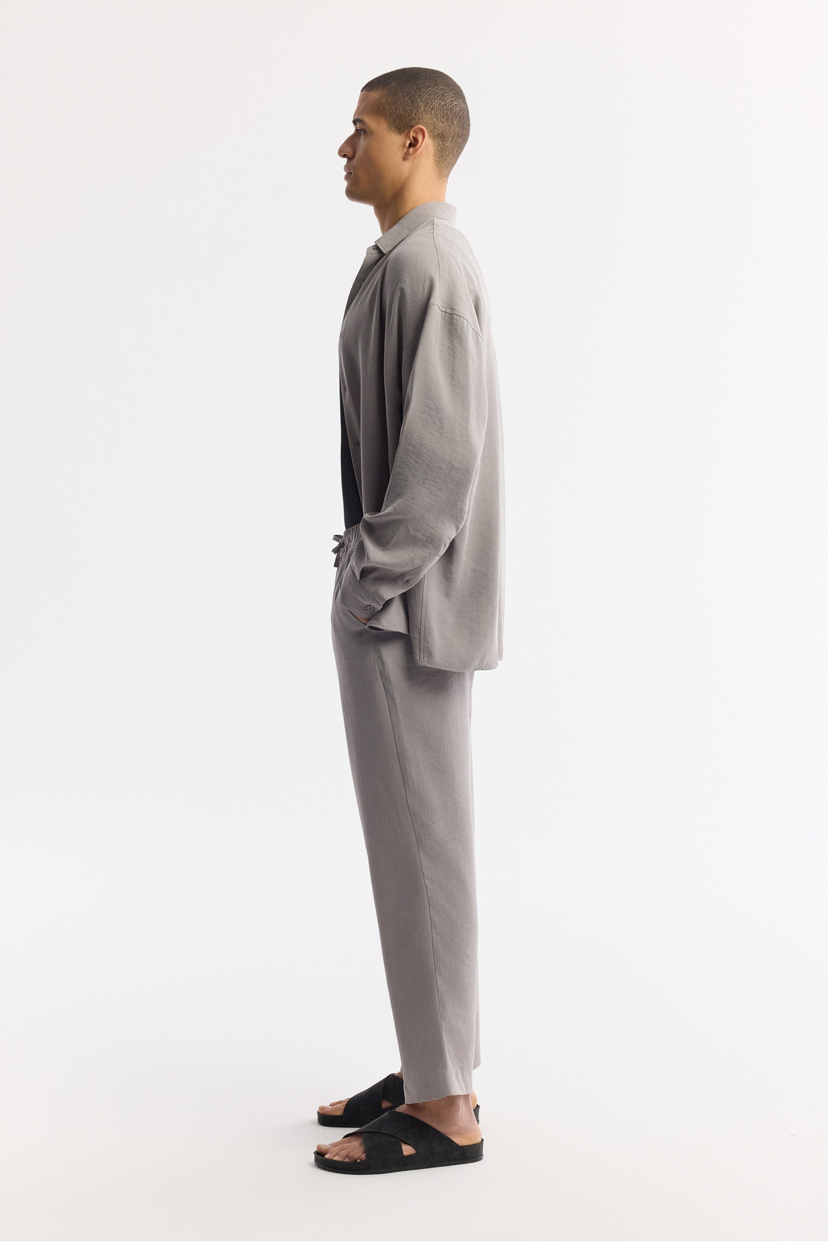 Erkek Nardo Gri Beli Lastikli Bağcıklı Soft Touch Relaxed Fit Pantolon A51Y3031 — خاکستری — تصویر 3 از 8