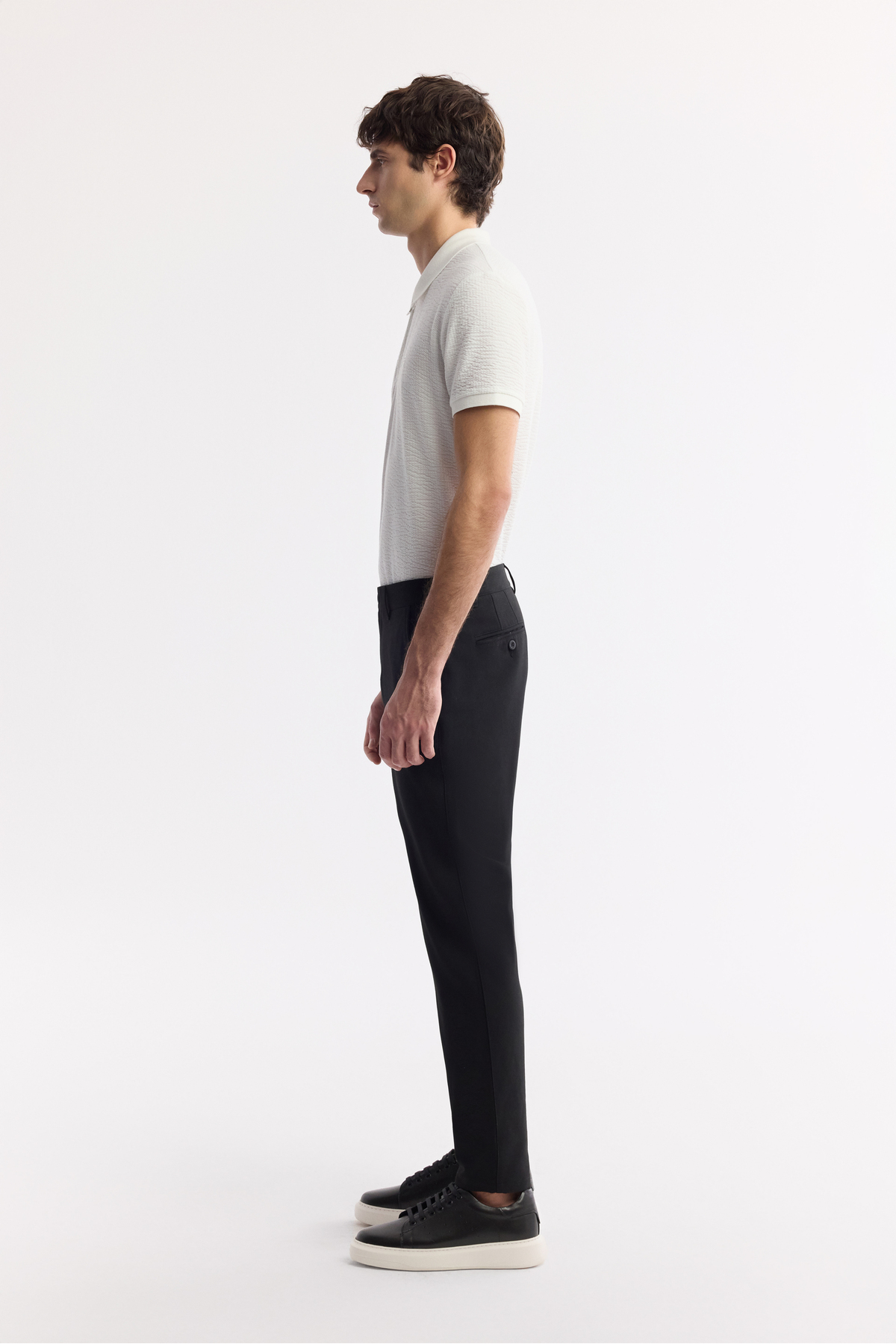 Erkek Siyah Klasik Bel Kolay Ütülenen Chino Slim Fit Pantolon B003035 — مشکی — تصویر 2 از 8