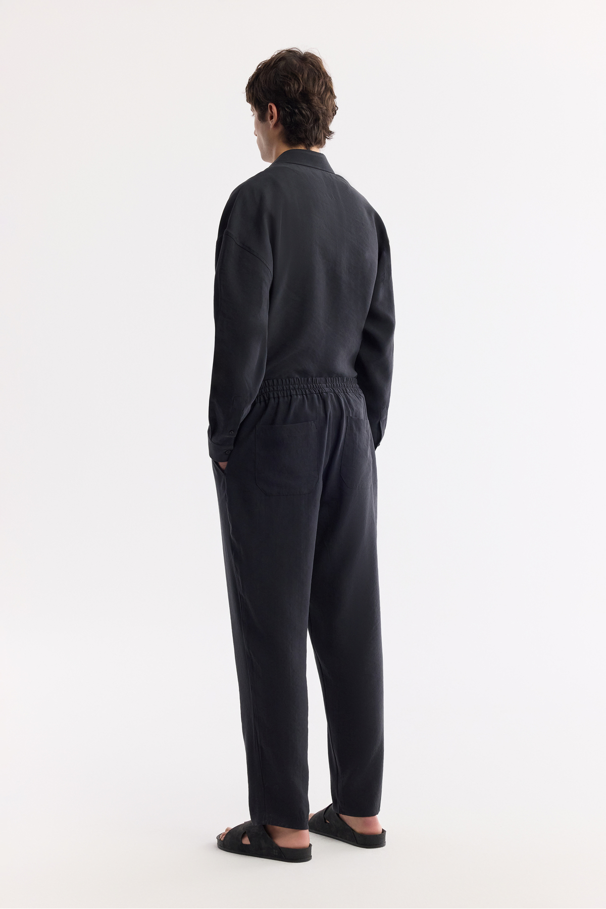Erkek Siyah Beli Lastikli Bağcıklı Soft Touch Relaxed Fit Pantolon A51Y3031 — مشکی — تصویر 4 از 8