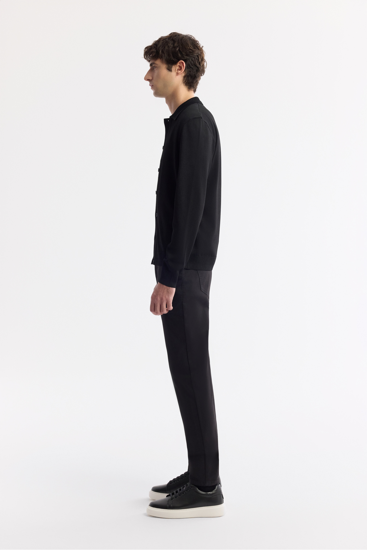 Erkek Siyah Polo Yaka Düğmeli Rayon Tüylenmeyen Triko Regular Fit Hırka A51Y5008 — مشکی — تصویر 3 از 8